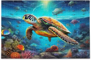Jigsaw Puzzles 1000 Pieces for Adults Kids Underwater Sea Turtle Tropical Fish Game Artwork Toy Gifts 202A2182