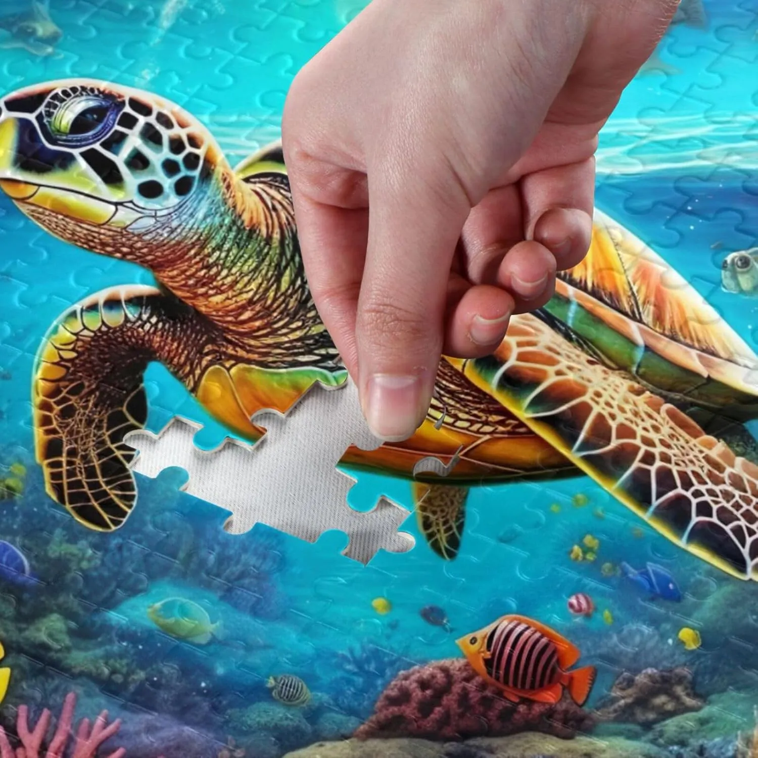 Jigsaw Puzzles 1000 Pieces for Adults Kids Underwater Sea Turtle Tropical Fish Game Artwork Toy Gifts 202A2182