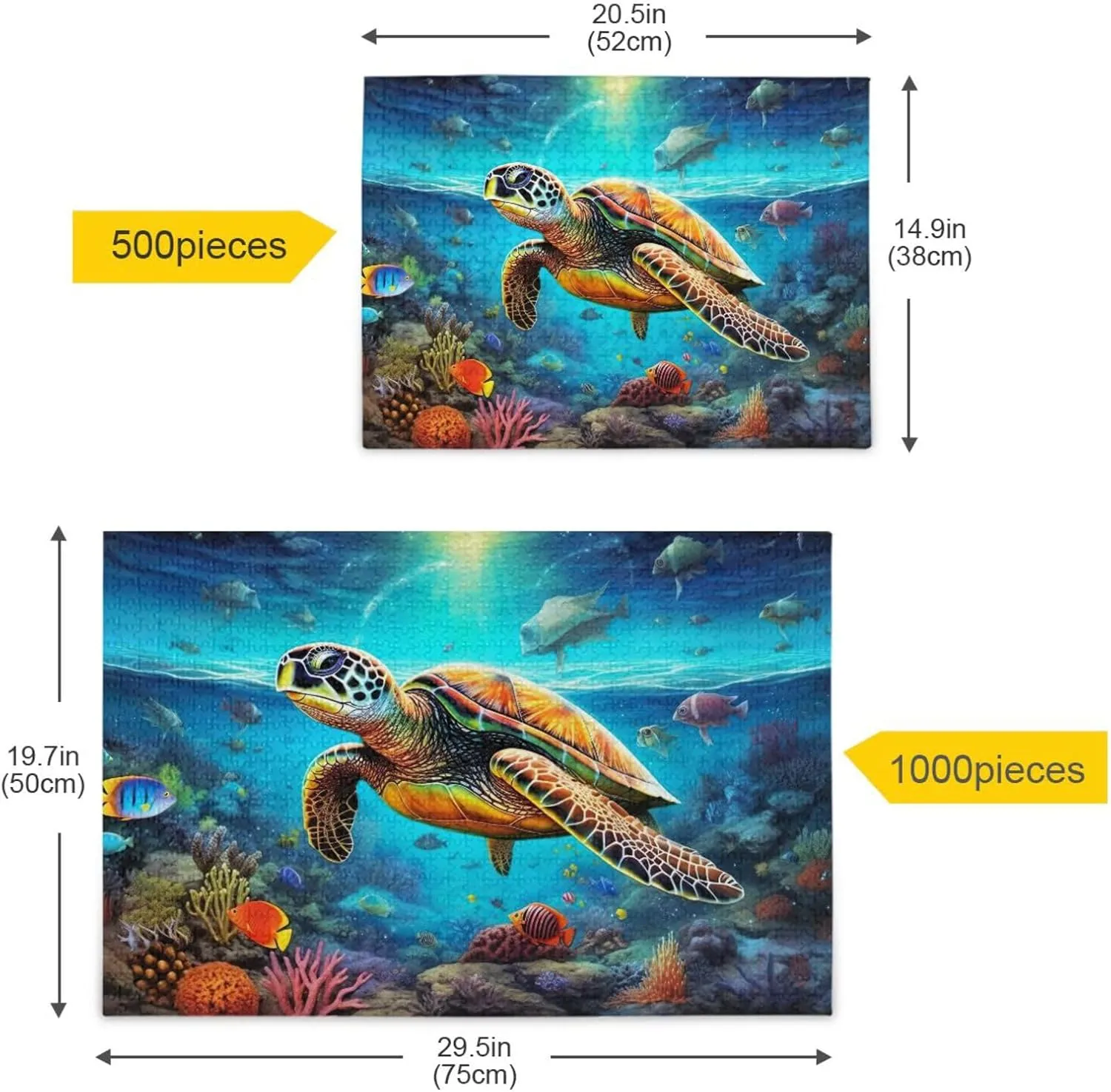 Jigsaw Puzzles 1000 Pieces for Adults Kids Underwater Sea Turtle Tropical Fish Game Artwork Toy Gifts 202A2182