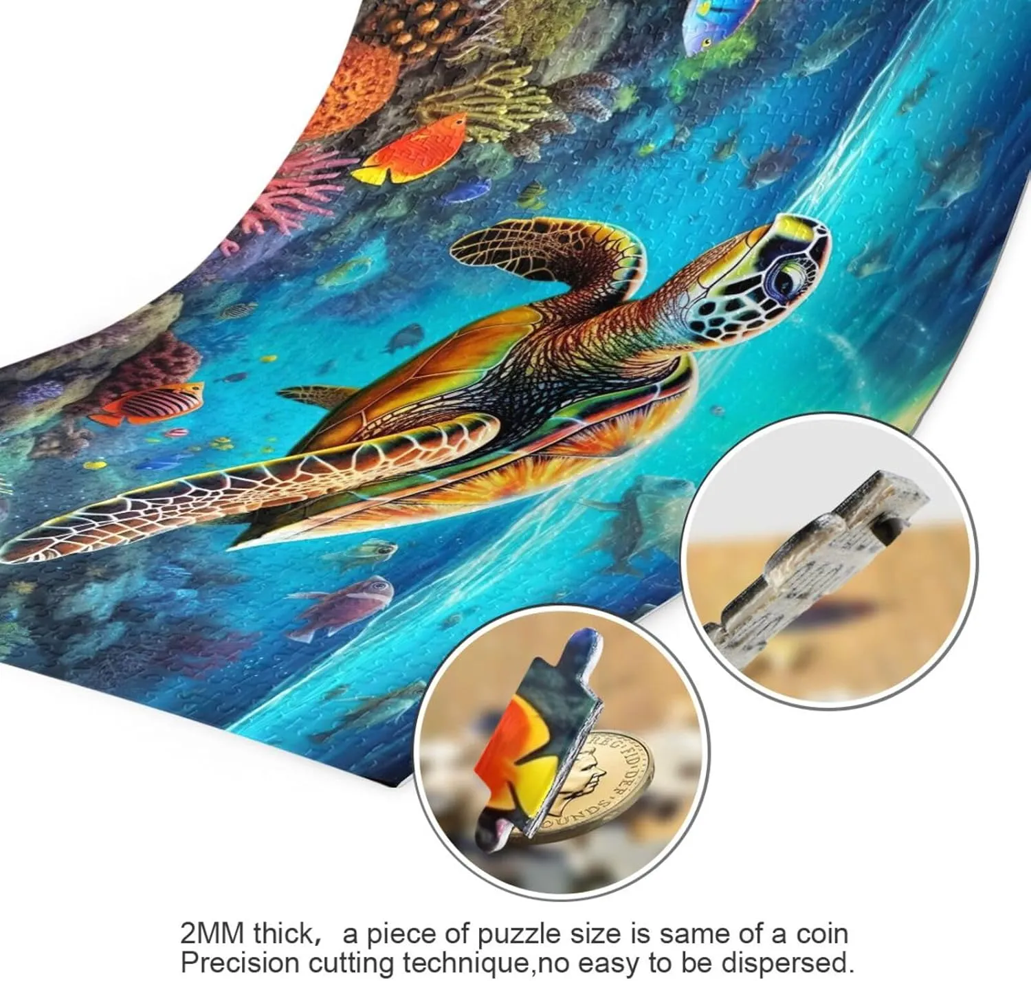 Jigsaw Puzzles 1000 Pieces for Adults Kids Underwater Sea Turtle Tropical Fish Game Artwork Toy Gifts 202A2182
