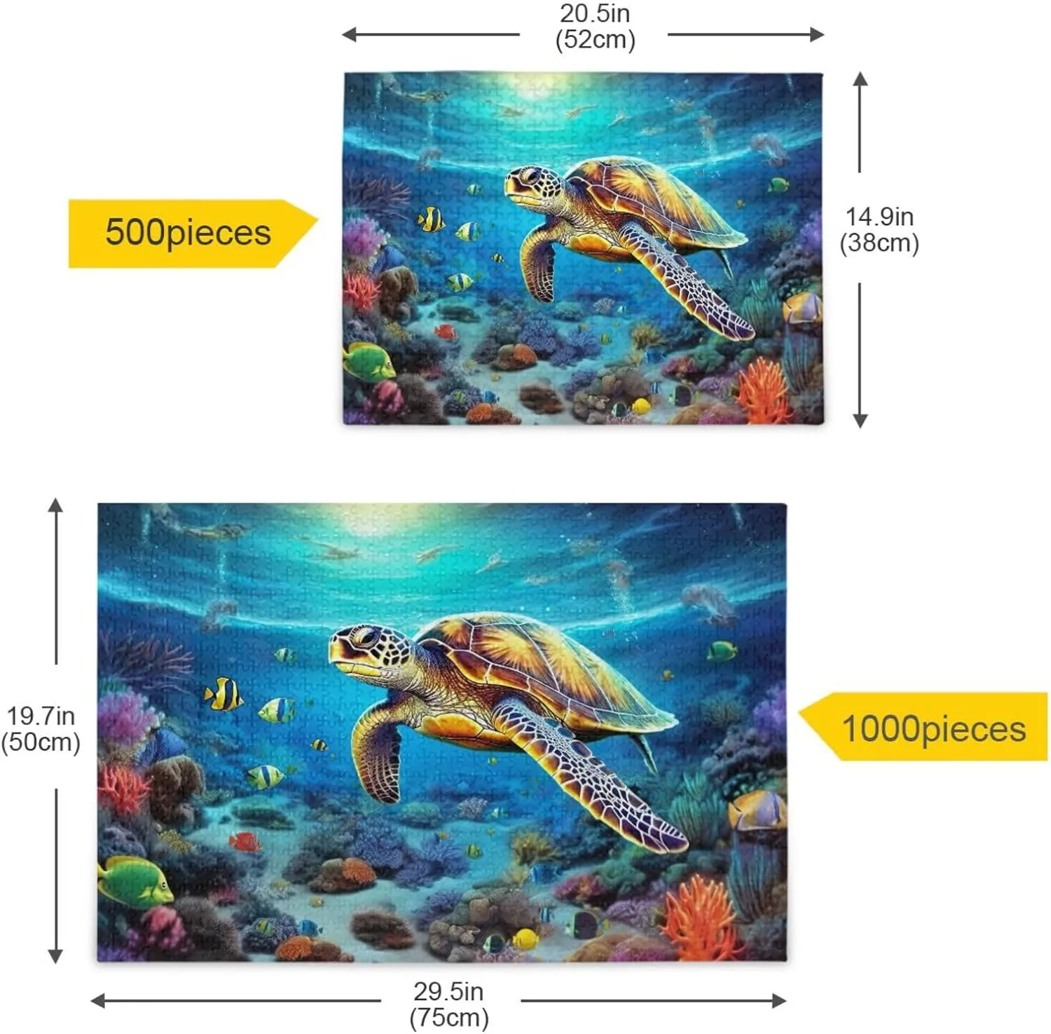 Jigsaw Puzzles 1000 Pieces for Adults Kids Underwater Sea Turtle Tropical Fish Game Artwork Toy Gifts 202A2183