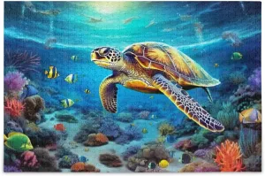 Jigsaw Puzzles 1000 Pieces for Adults Kids Underwater Sea Turtle Tropical Fish Game Artwork Toy Gifts 202A2183