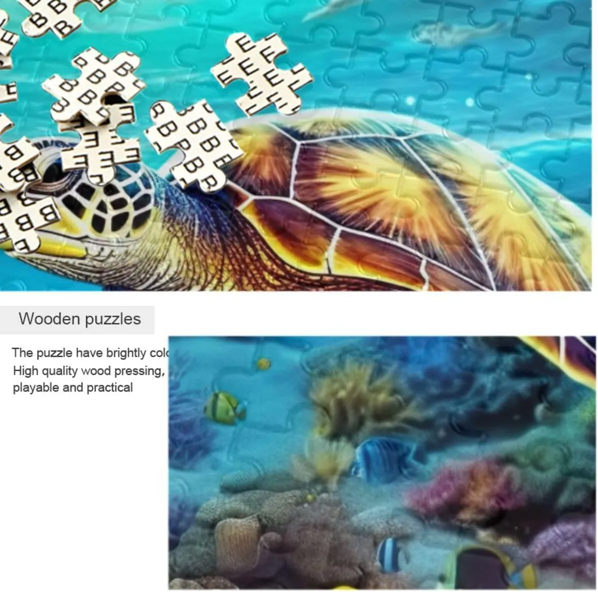 Jigsaw Puzzles 1000 Pieces for Adults Kids Underwater Sea Turtle Tropical Fish Game Artwork Toy Gifts 202A2183