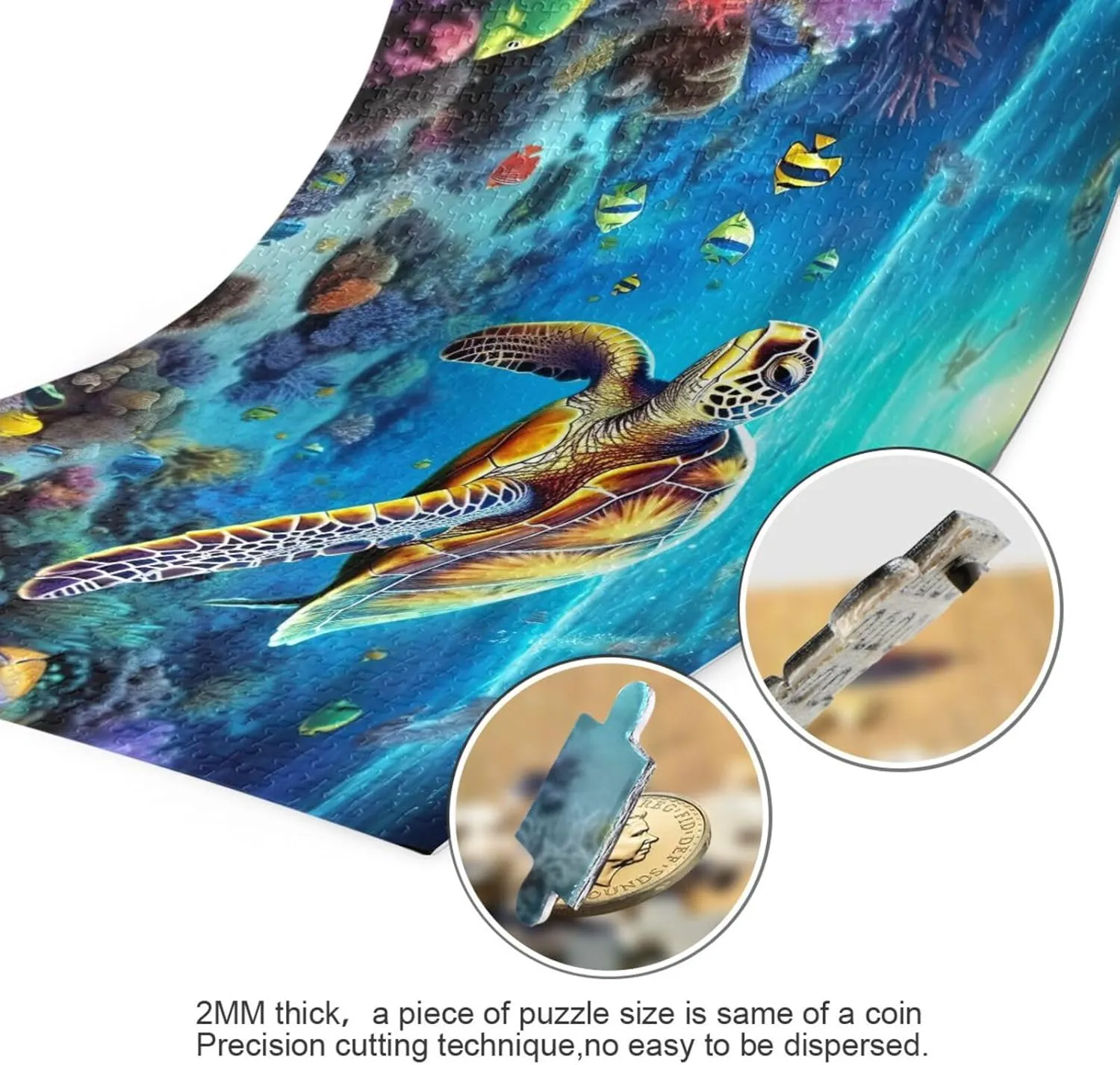 Jigsaw Puzzles 1000 Pieces for Adults Kids Underwater Sea Turtle Tropical Fish Game Artwork Toy Gifts 202A2183