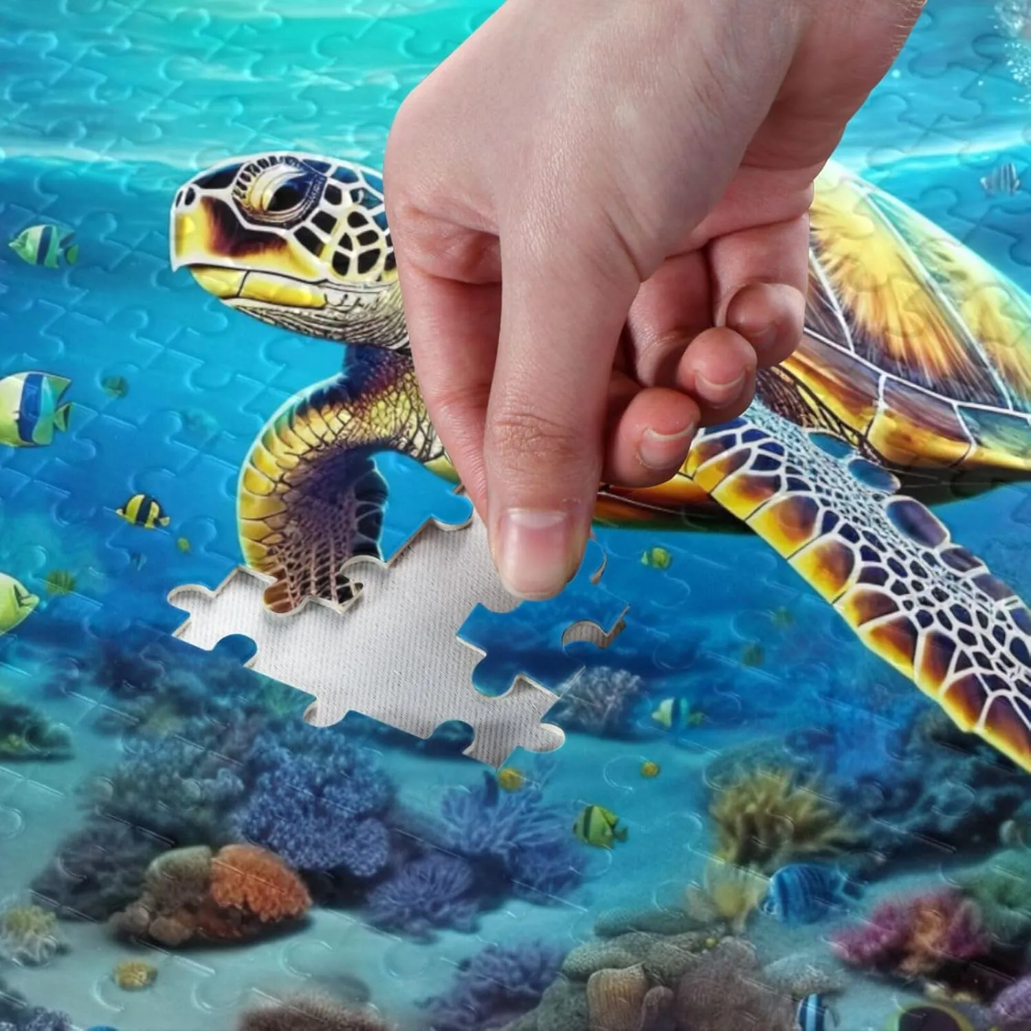 Jigsaw Puzzles 1000 Pieces for Adults Kids Underwater Sea Turtle Tropical Fish Game Artwork Toy Gifts 202A2183