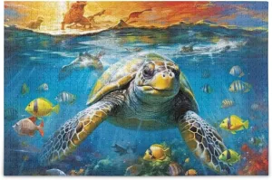 Jigsaw Puzzles 1000 Pieces for Adults Kids Underwater Sea Turtle Tropical Fish Game Artwork Toy Gifts 202A2184