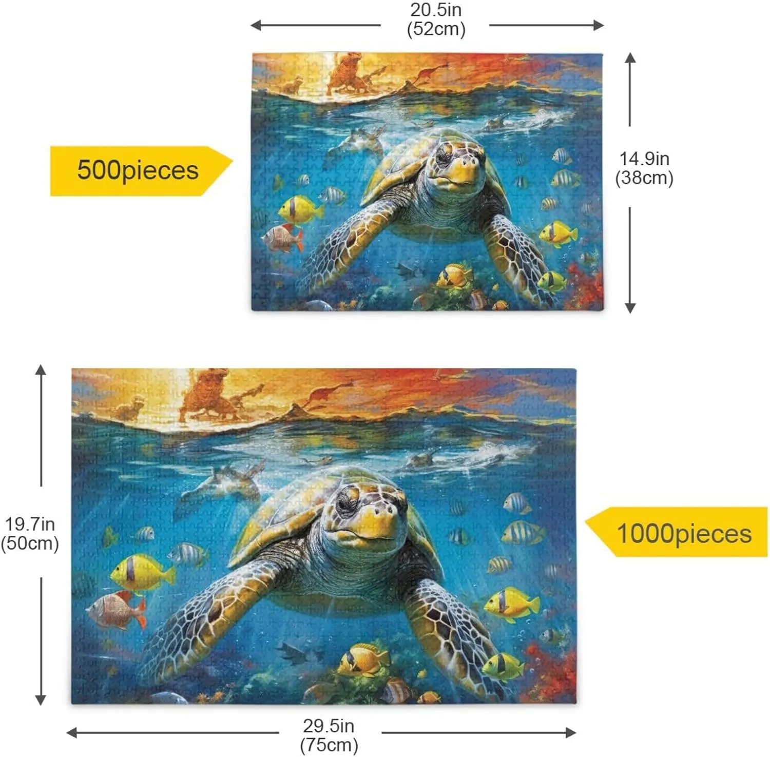 Jigsaw Puzzles 1000 Pieces for Adults Kids Underwater Sea Turtle Tropical Fish Game Artwork Toy Gifts 202A2184