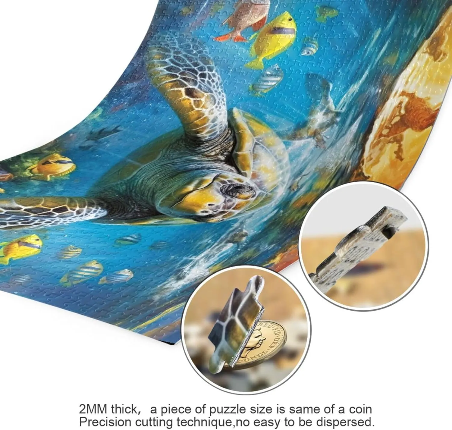 Jigsaw Puzzles 1000 Pieces for Adults Kids Underwater Sea Turtle Tropical Fish Game Artwork Toy Gifts 202A2184