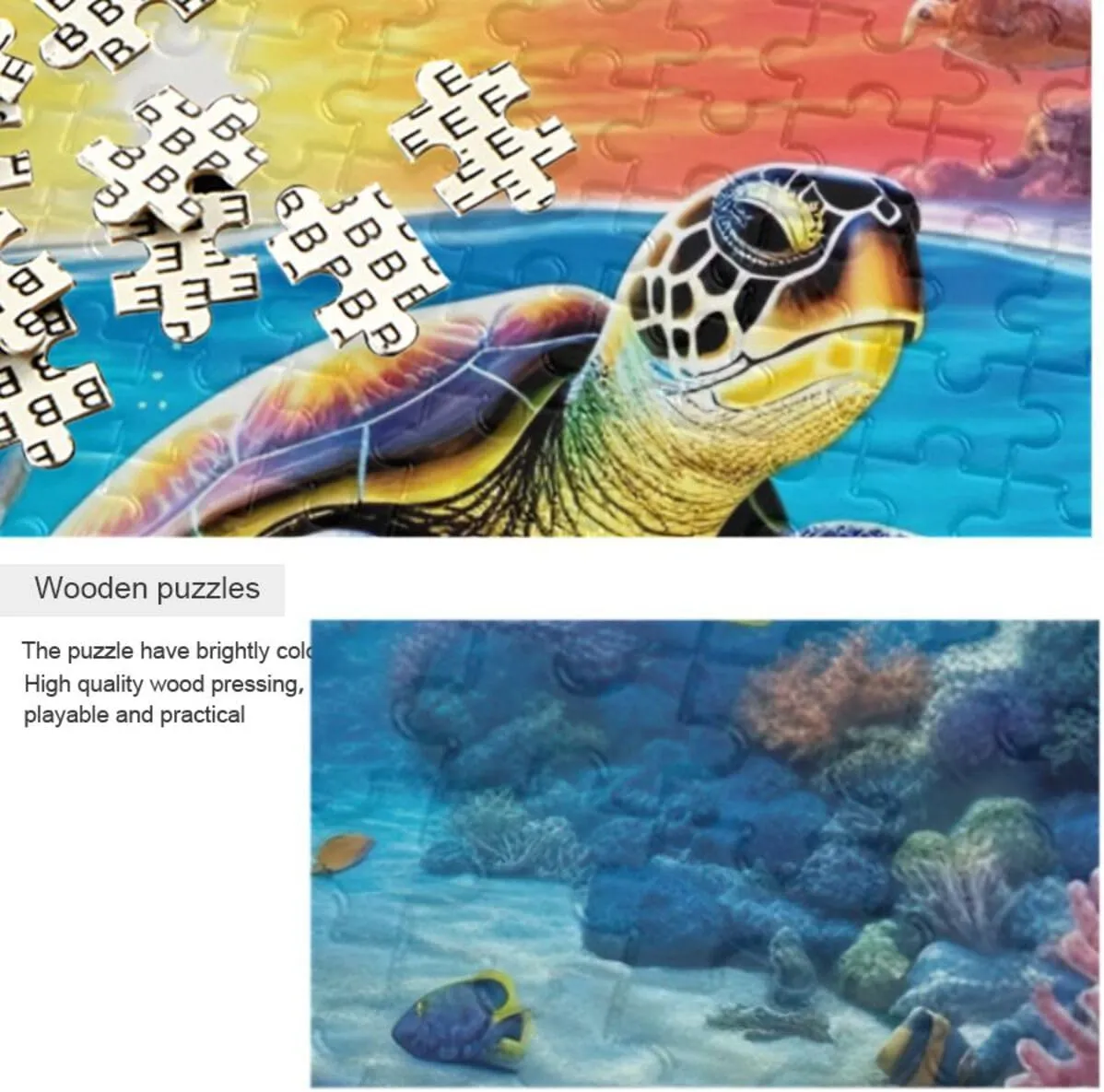 Jigsaw Puzzles 1000 Pieces for Adults Kids Underwater Sea Turtle Tropical Fish Game Artwork Toy Gifts 202A2187