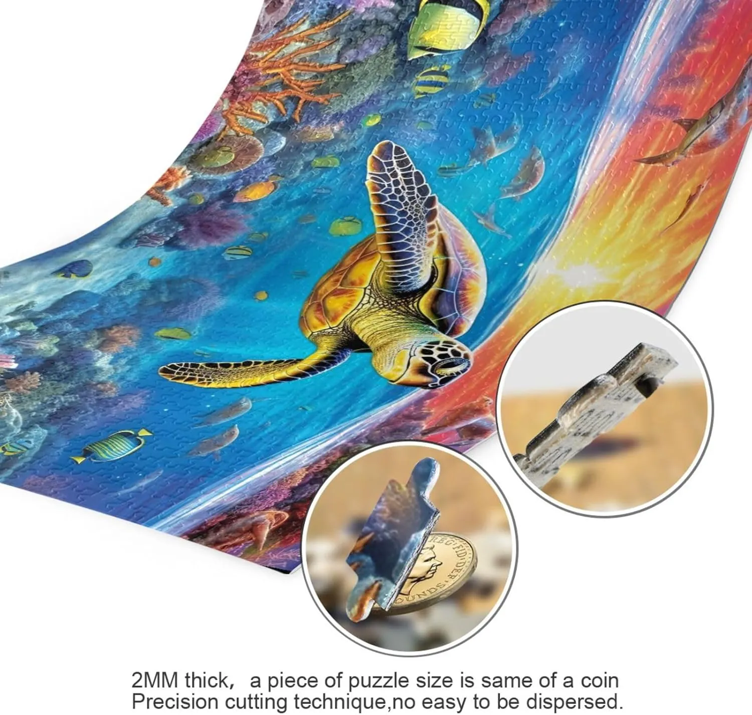 Jigsaw Puzzles 1000 Pieces for Adults Kids Underwater Sea Turtle Tropical Fish Game Artwork Toy Gifts 202A2187