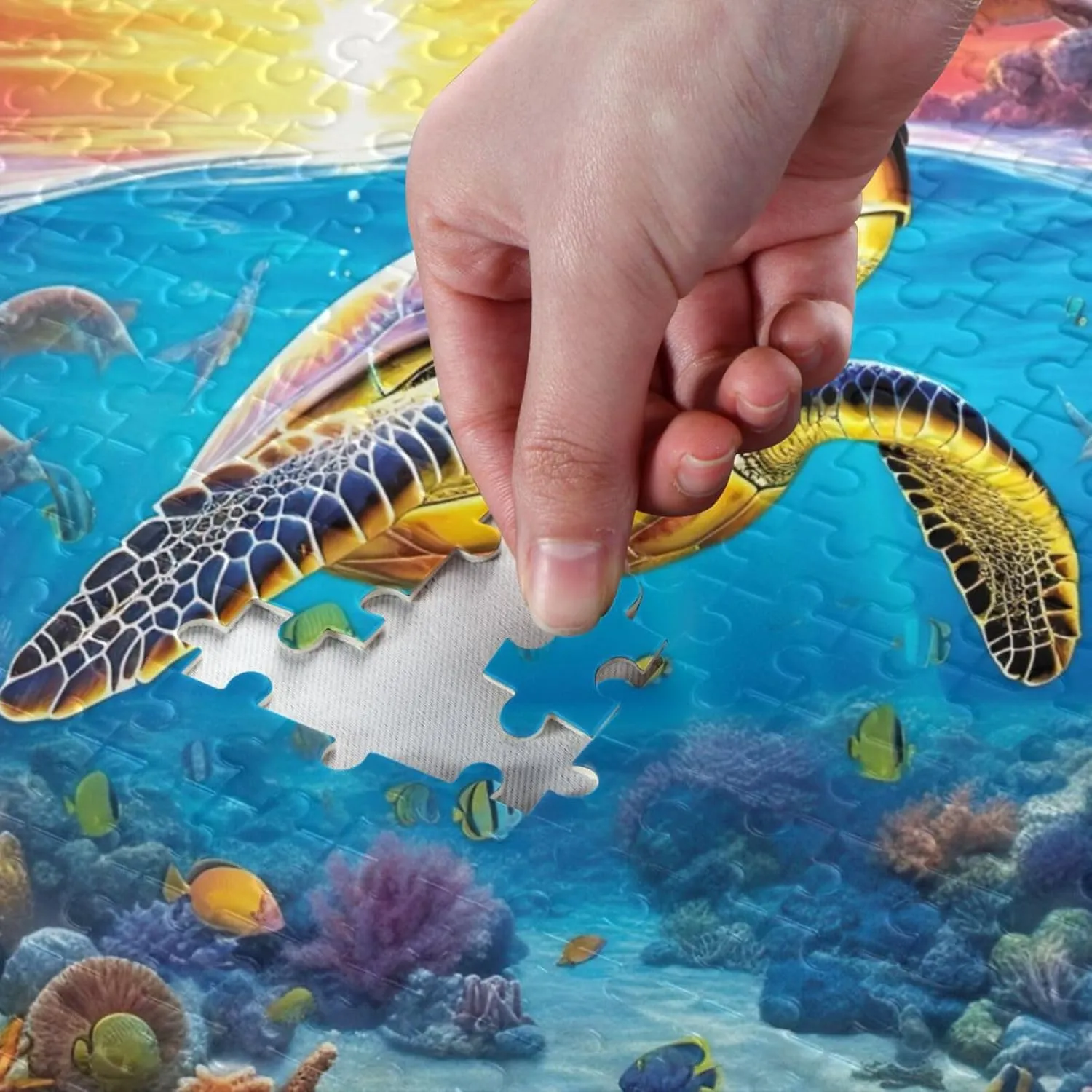 Jigsaw Puzzles 1000 Pieces for Adults Kids Underwater Sea Turtle Tropical Fish Game Artwork Toy Gifts 202A2187