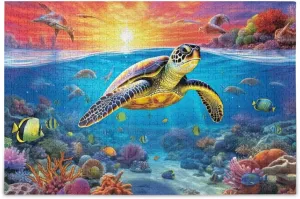 Jigsaw Puzzles 1000 Pieces for Adults Kids Underwater Sea Turtle Tropical Fish Game Artwork Toy Gifts 202A2187