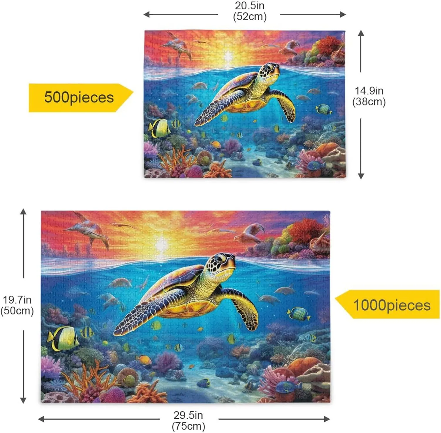 Jigsaw Puzzles 1000 Pieces for Adults Kids Underwater Sea Turtle Tropical Fish Game Artwork Toy Gifts 202A2187