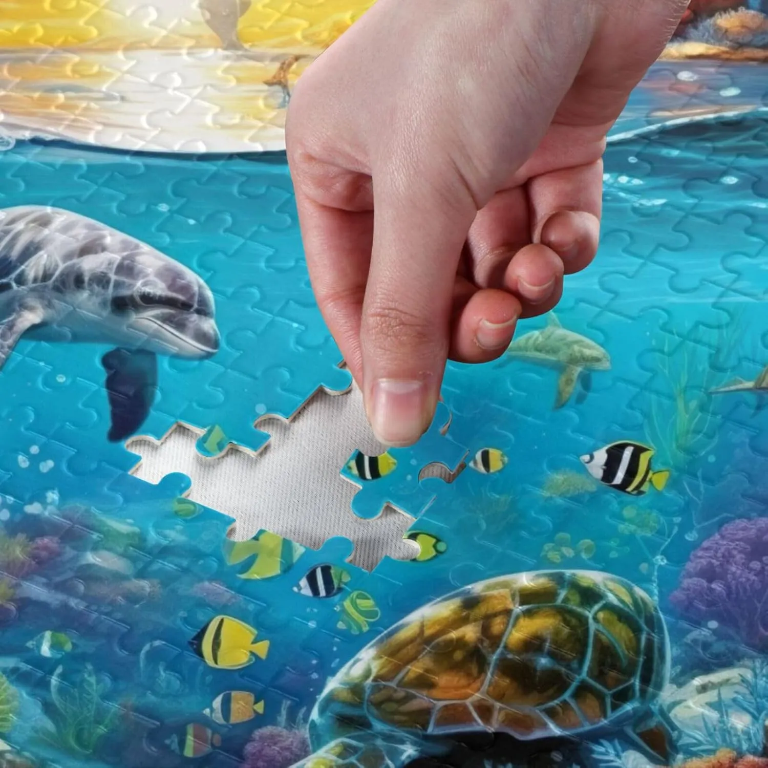 Jigsaw Puzzles 1000 Pieces for Adults Kids Underwater Whale Sea Turtle Tropical Fish Game Artwork Toy Gifts 202A2179