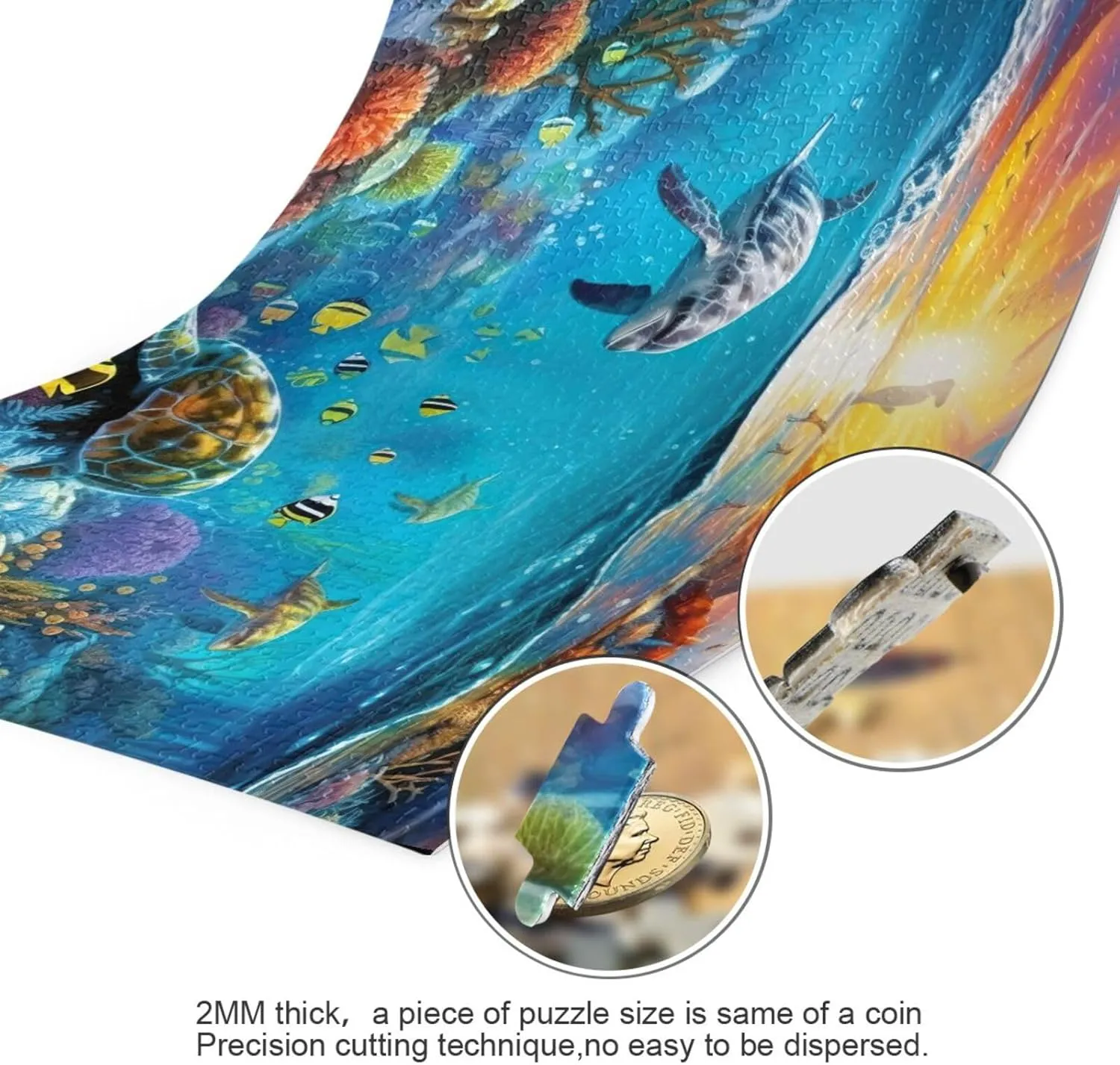 Jigsaw Puzzles 1000 Pieces for Adults Kids Underwater Whale Sea Turtle Tropical Fish Game Artwork Toy Gifts 202A2179