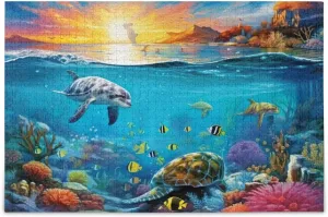 Jigsaw Puzzles 1000 Pieces for Adults Kids Underwater Whale Sea Turtle Tropical Fish Game Artwork Toy Gifts 202A2179