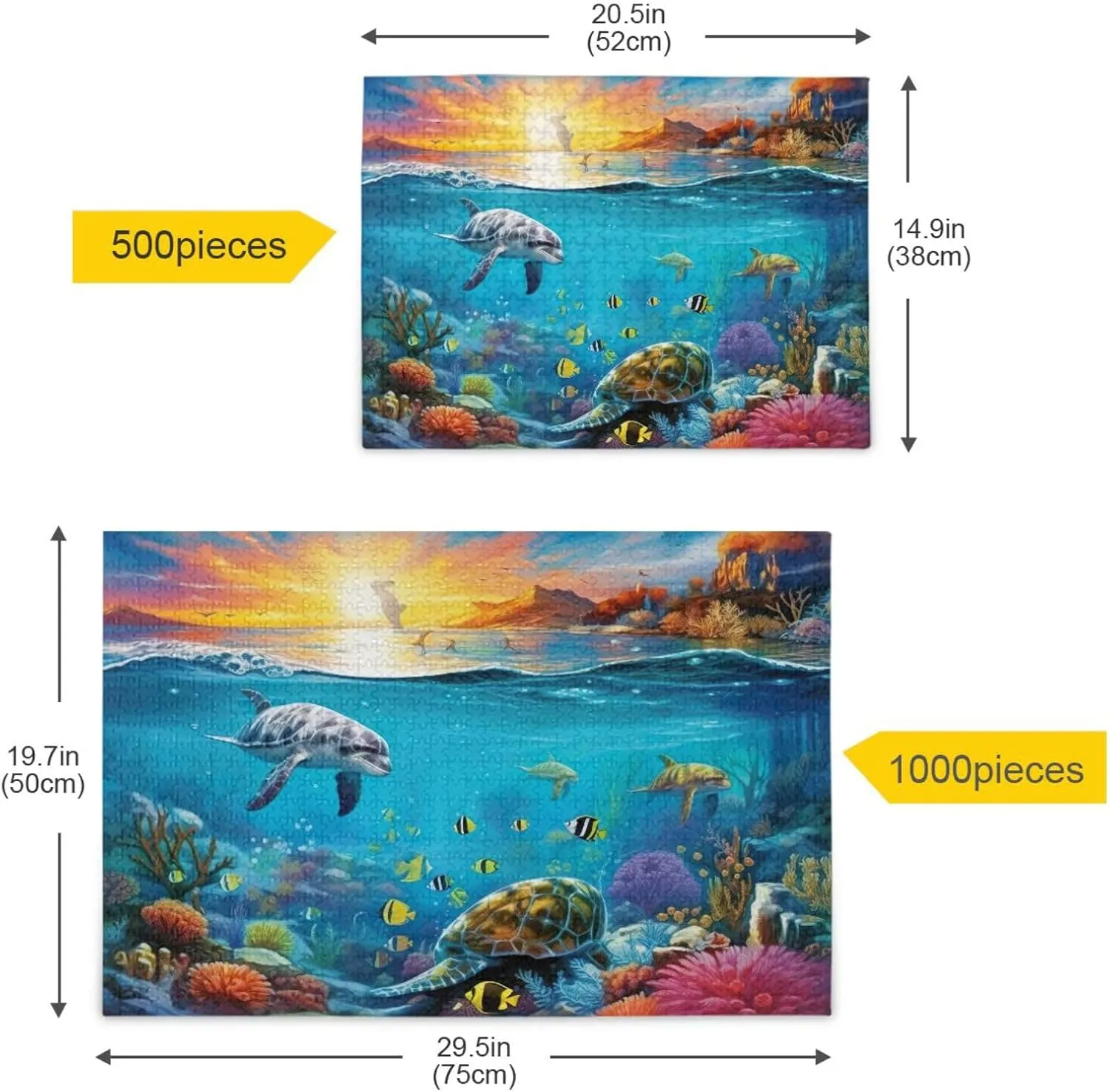 Jigsaw Puzzles 1000 Pieces for Adults Kids Underwater Whale Sea Turtle Tropical Fish Game Artwork Toy Gifts 202A2179