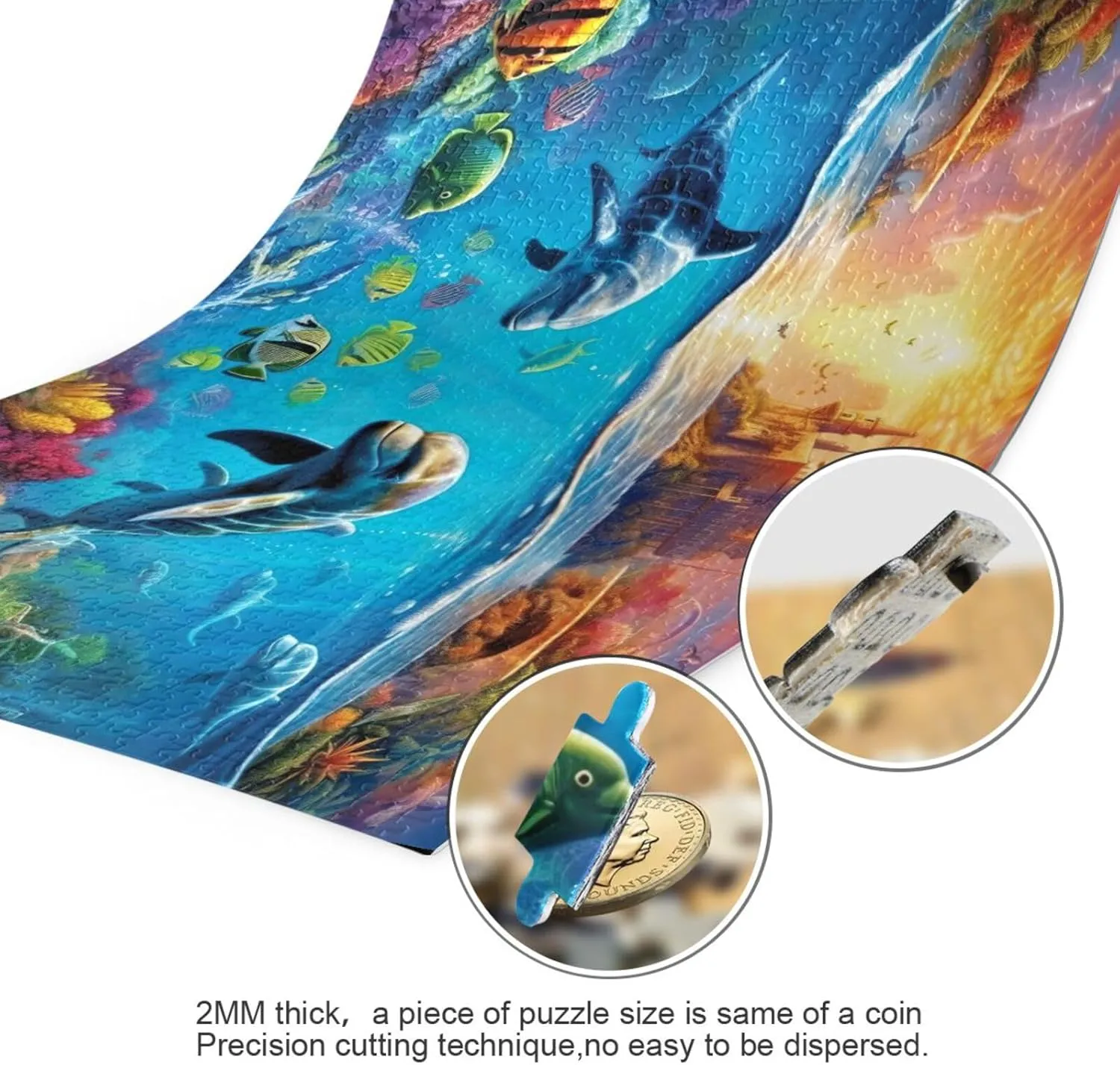 Jigsaw Puzzles 1000 Pieces for Adults Kids Whales Dolphin Fish Undersea Game Artwork Toy Gifts 202A2177