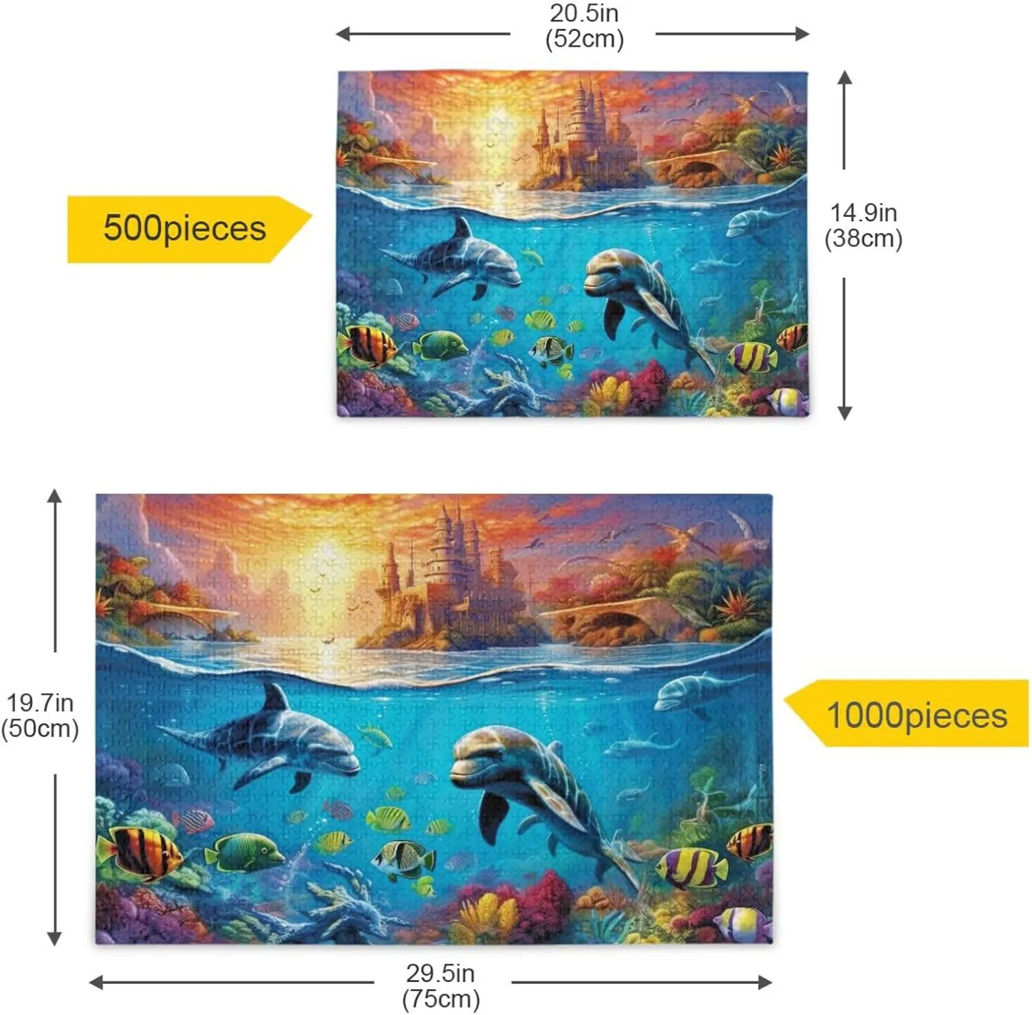 Jigsaw Puzzles 1000 Pieces for Adults Kids Whales Dolphin Fish Undersea Game Artwork Toy Gifts 202A2177