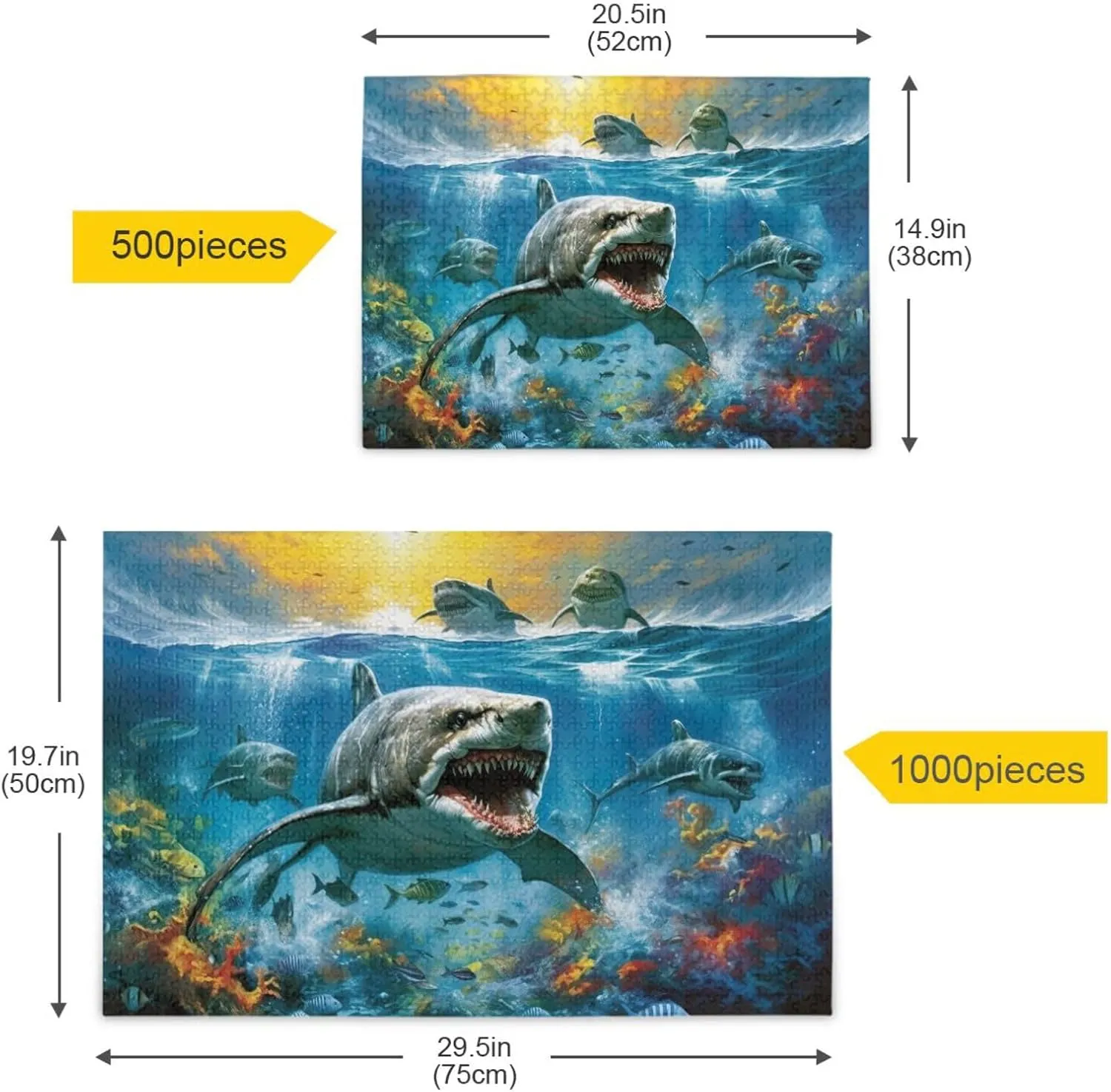 Jigsaw Puzzles 500 Pieces for Adults Kids Shark Tropical Fish Undersea Educational Fun Family Game 202A2174