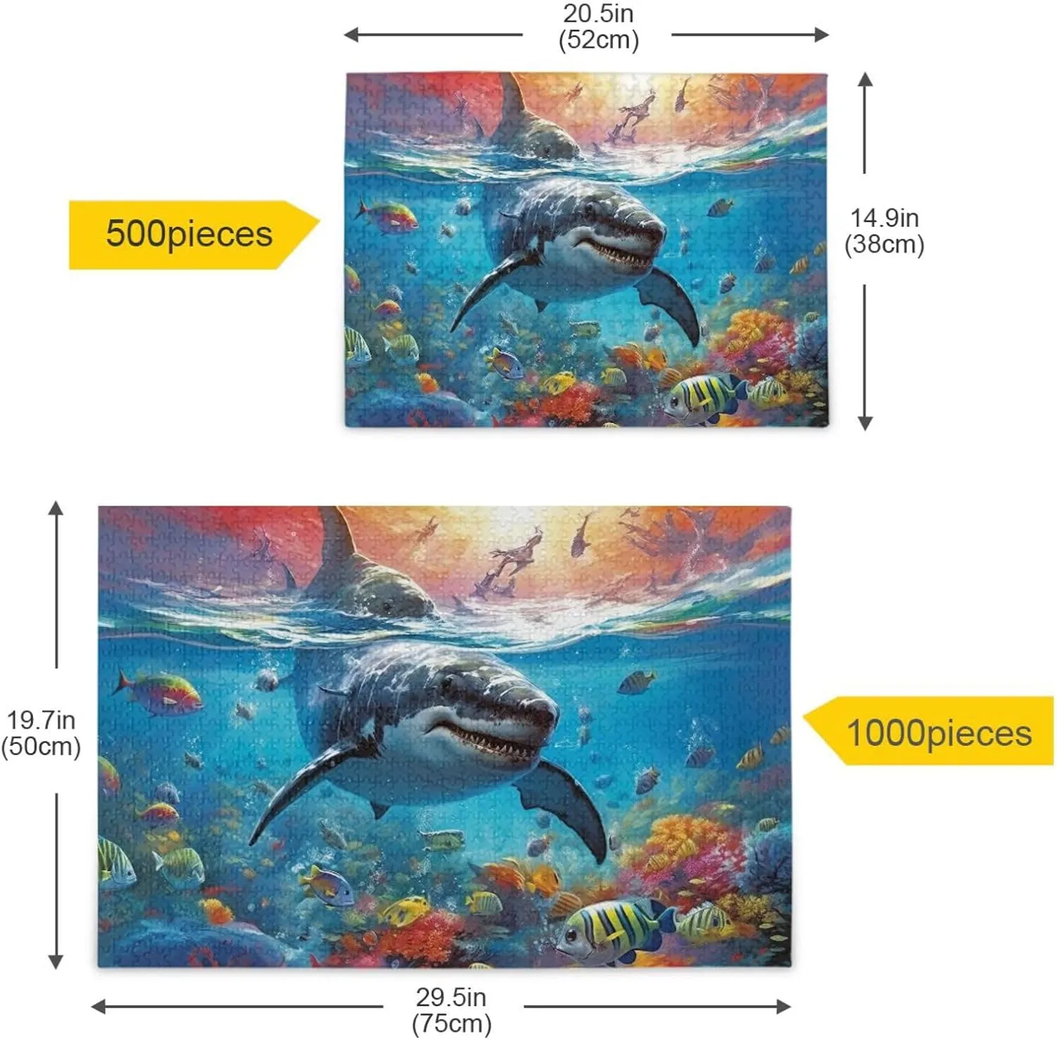 Jigsaw Puzzles 500 Pieces for Adults Kids Shrak Fish Undersea Educational Fun Family Game 202A2173