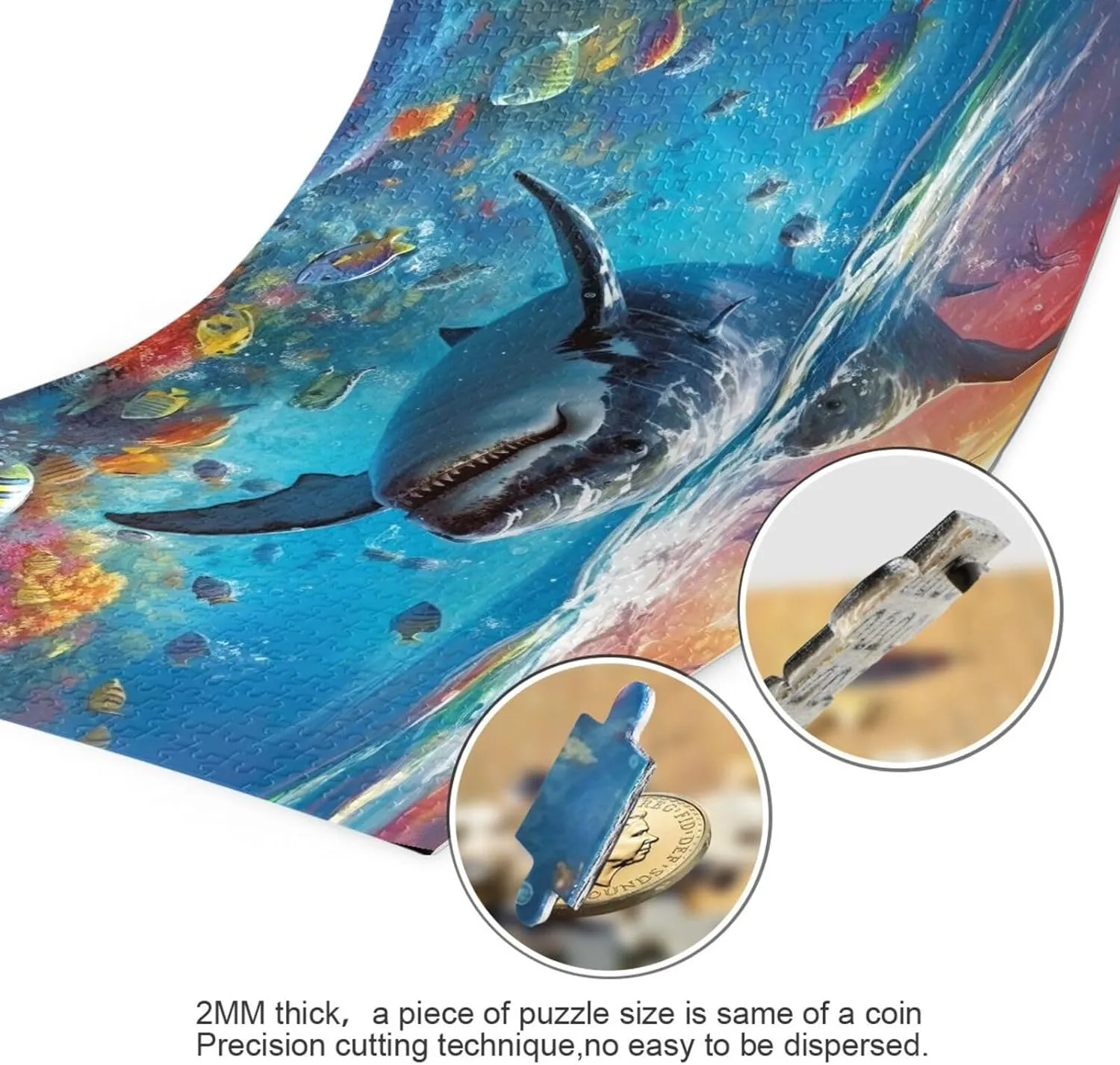 Jigsaw Puzzles 500 Pieces for Adults Kids Shrak Fish Undersea Educational Fun Family Game 202A2173