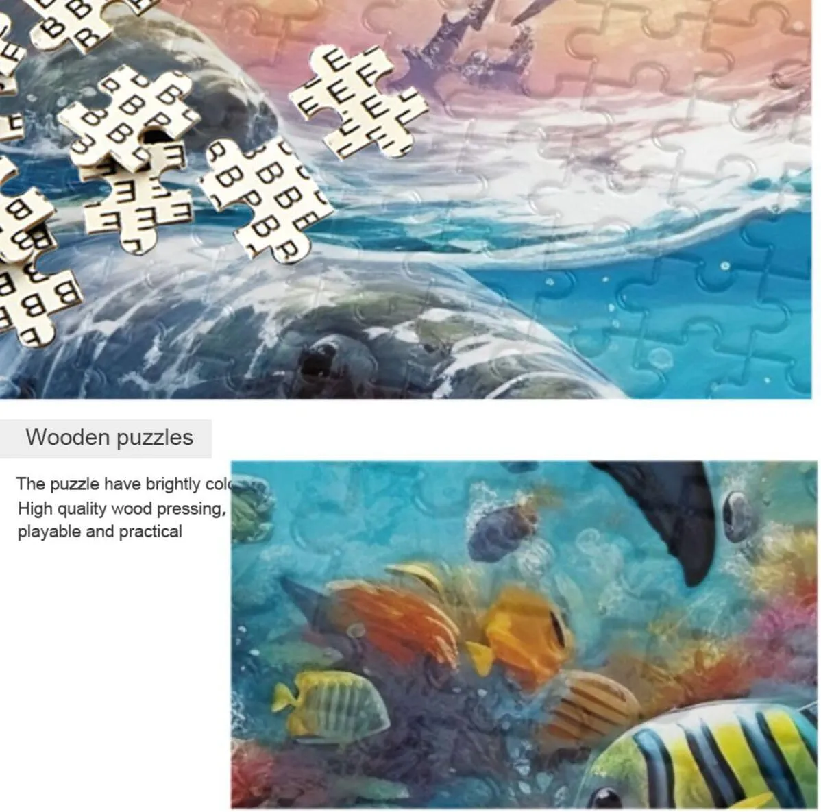 Jigsaw Puzzles 500 Pieces for Adults Kids Shrak Fish Undersea Educational Fun Family Game 202A2173