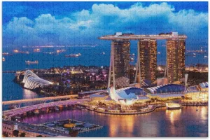 Jigsaw Puzzles for Adults or Kids 500 Piece,Beautiful Singapore Dusk Cityscape Ntellectual Decompression Fun Family Puzzles Game for Holiday Toy Gift