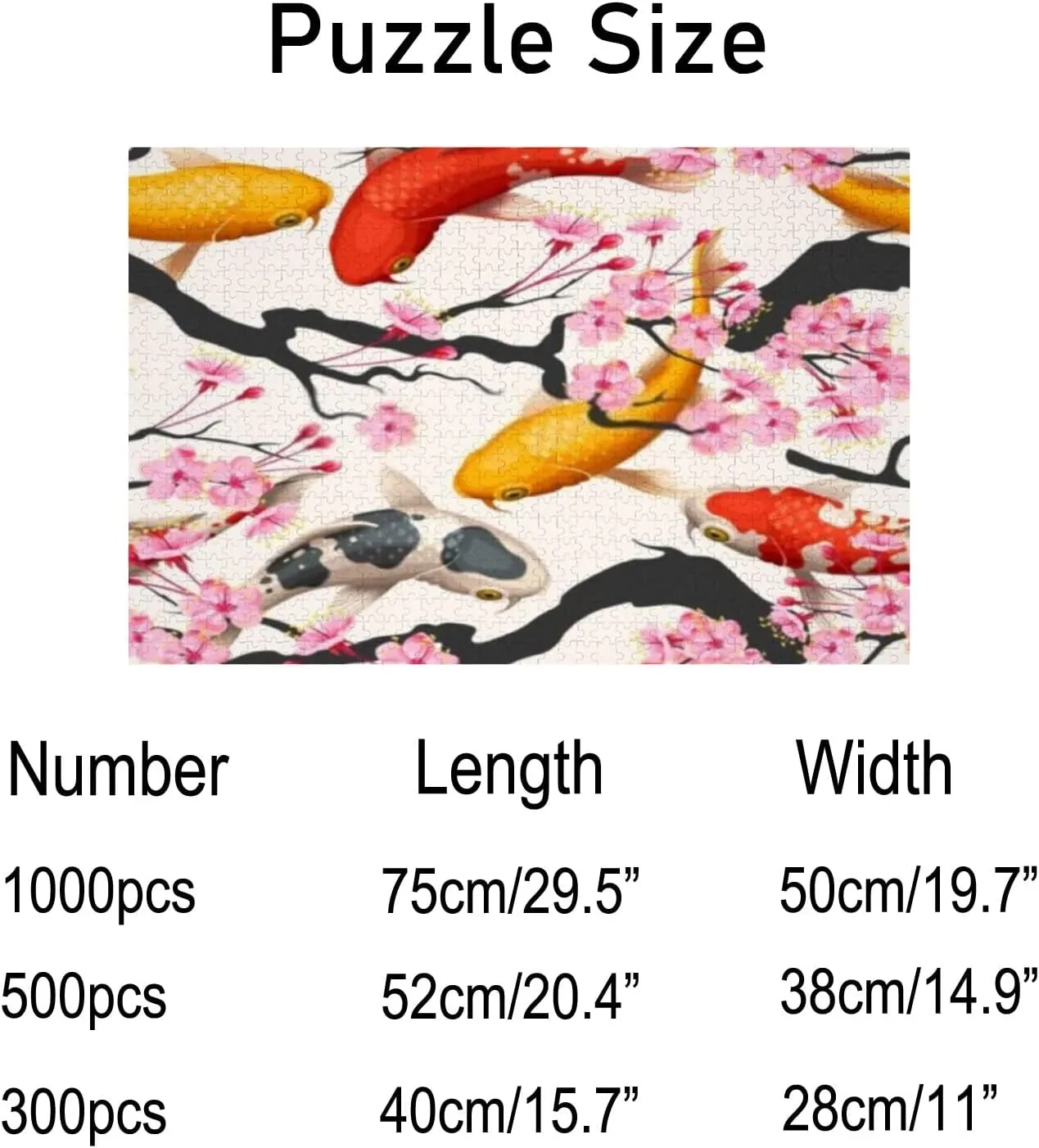 Jigsaw Puzzles Koi Fish Sakura Pink Toy Kid Educational Games Brain Challenge Adults Art DIY Child Leisure Game Suitable Family Friends 500PCS