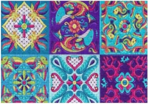 Jigsaw Puzzles Mexican Talavera Fishes Ethnic Folk Flowers Toy Kid Educational Games Brain Challenge Adults Art DIY Child Leisure Game Suitable Family Friends 1000PCS
