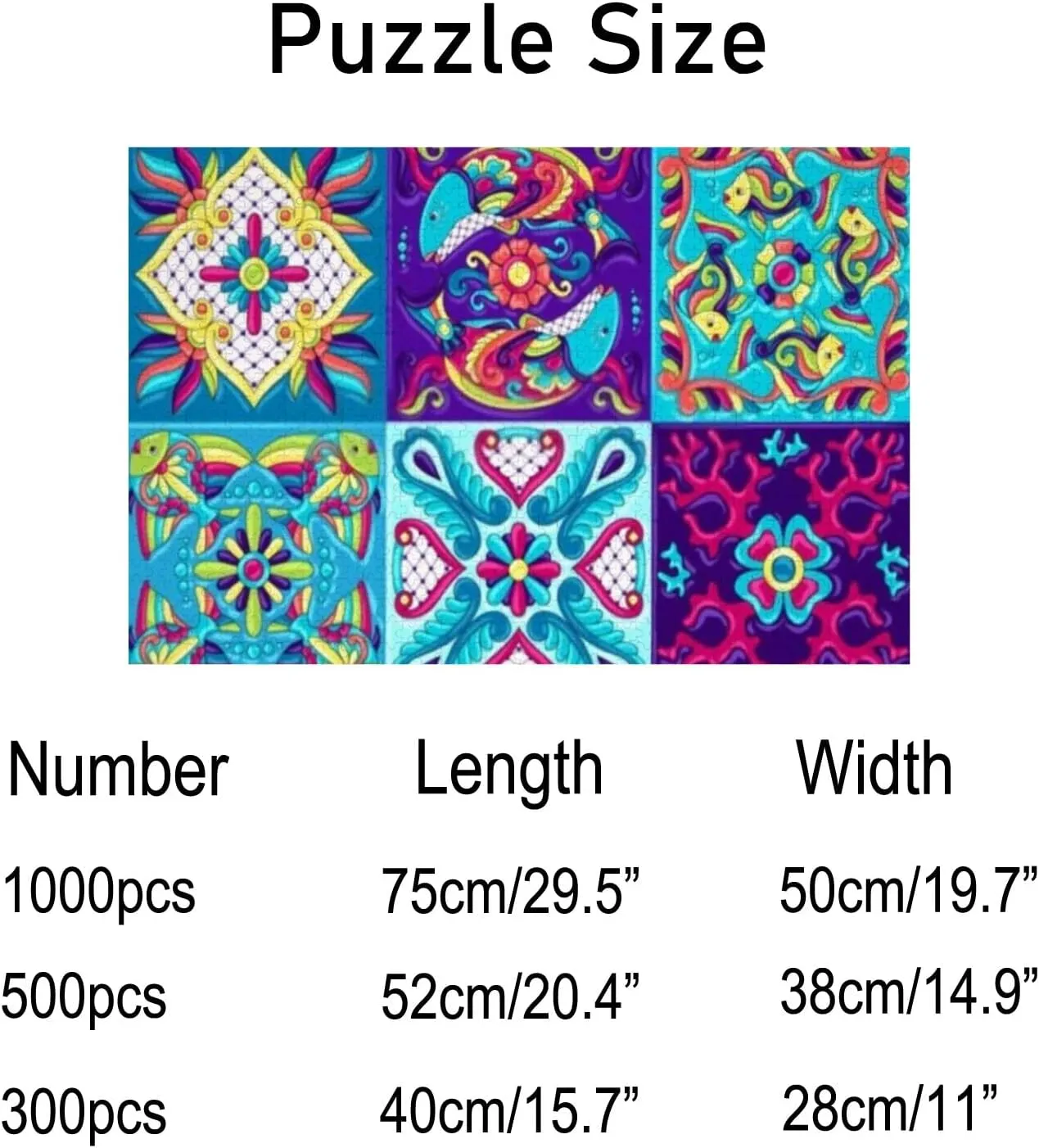 Jigsaw Puzzles Mexican Talavera Fishes Ethnic Folk Flowers Toy Kid Educational Games Brain Challenge Adults Art DIY Child Leisure Game Suitable Family Friends 1000PCS