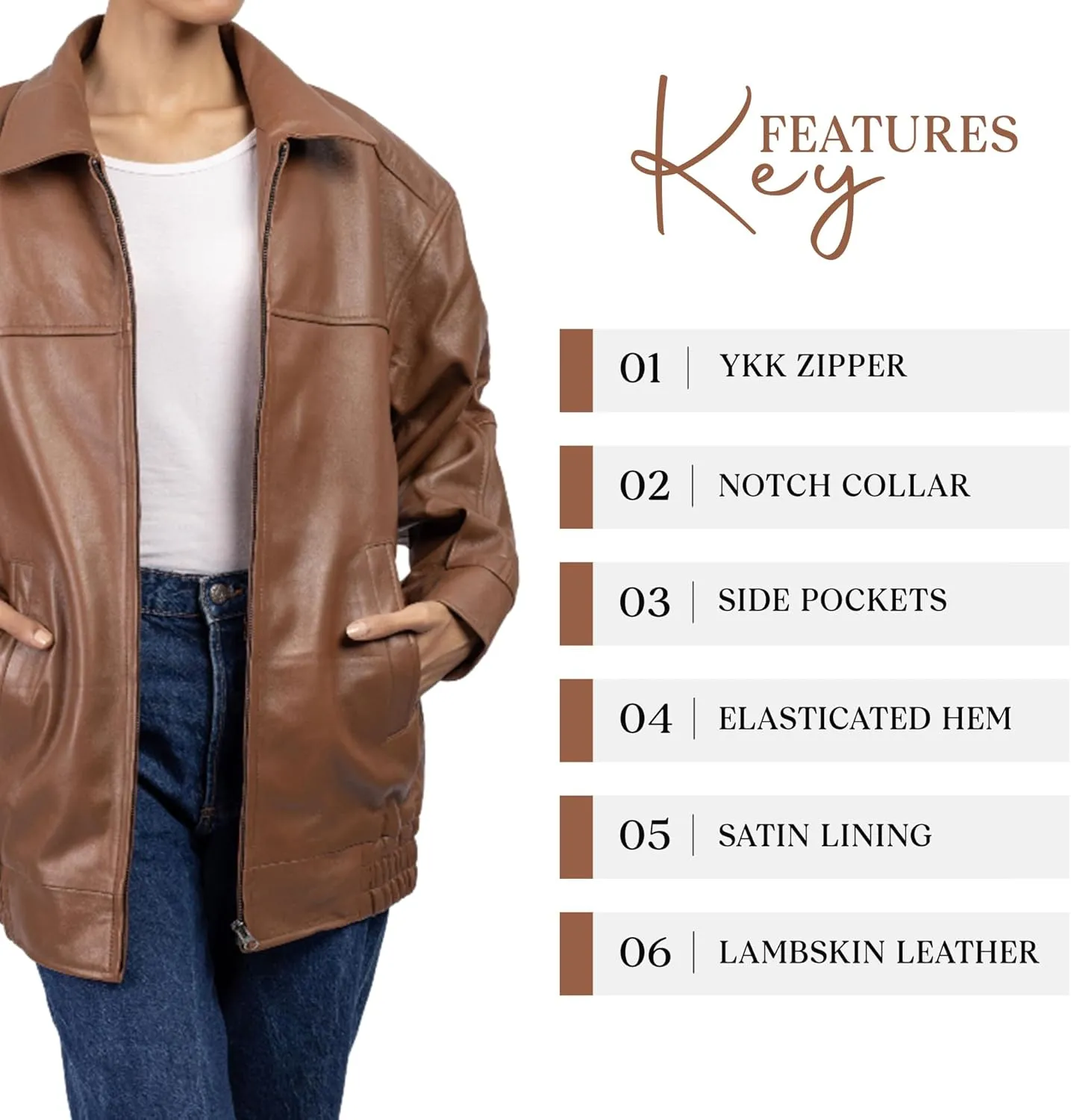 Jild Oversized Leather Jacket Women - Lambskin Leather Fall Jacket for Womens Fashion Plus Size Outfits