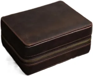 JSEIAJB Leather Watch Box Handmade Square Travel Card Mechanical Watch Storage Box