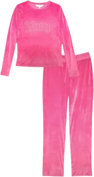 Juicy Couture Women’s Velvet Fleece Pajama Set with Long Sleeve Top and Pants