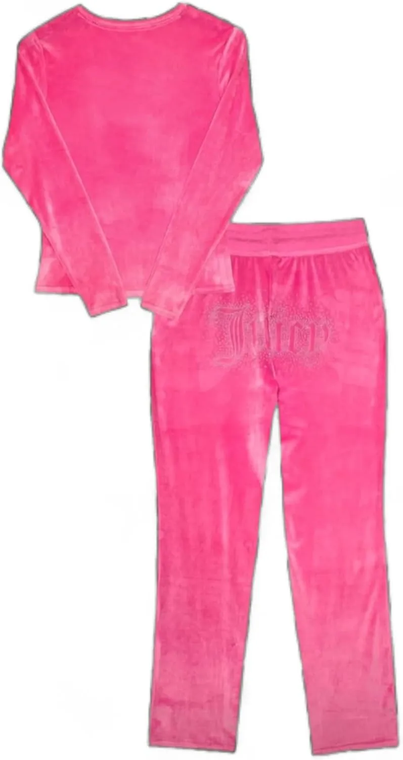 Juicy Couture Women’s Velvet Fleece Pajama Set with Long Sleeve Top and Pants