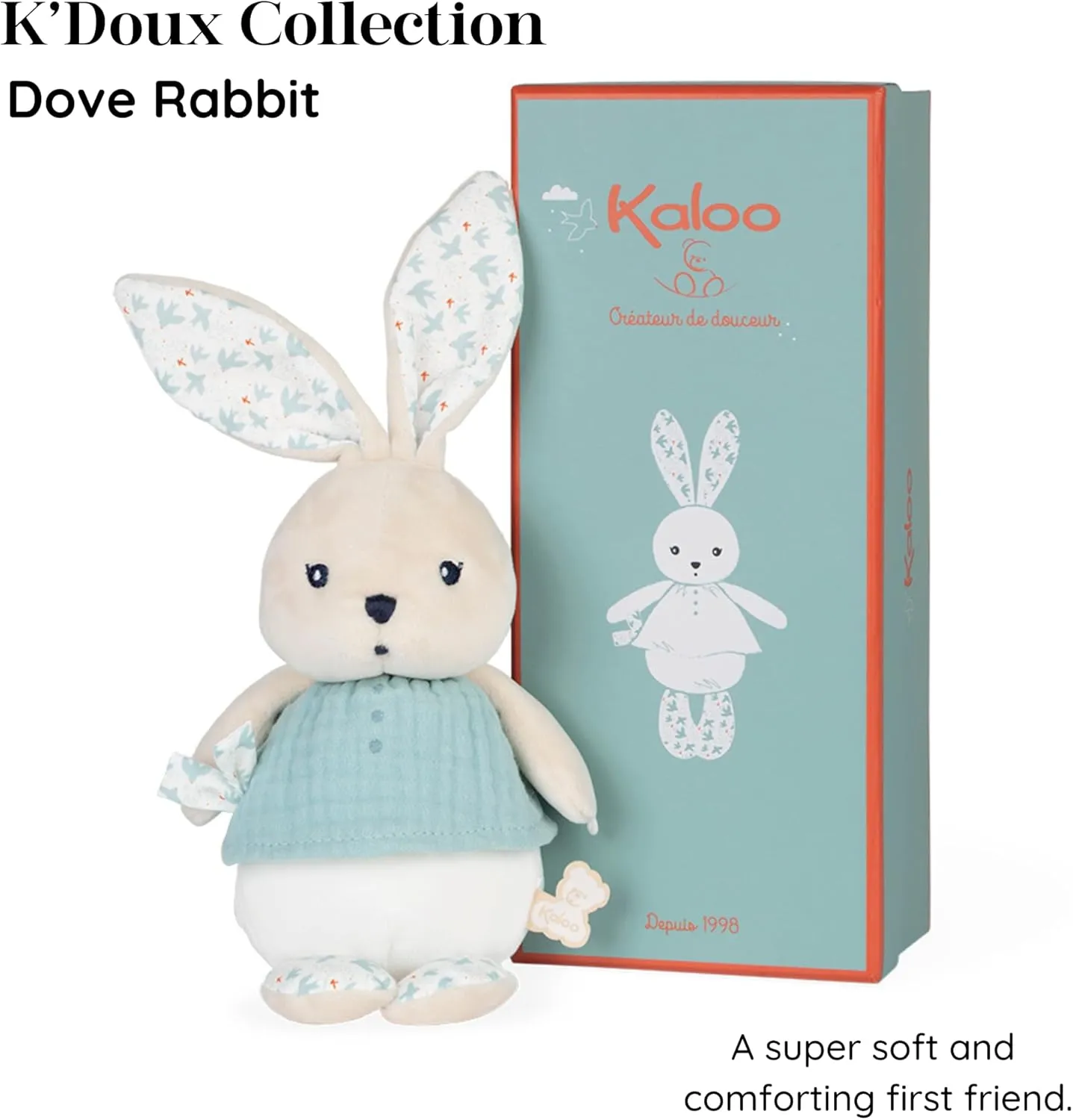 Kaloo Rabbit Dove - 8.7” My First Stuffed Animal - Adorable Soft Bunny - Gift Box Included - Machine Washable - Ages 0  - K969951