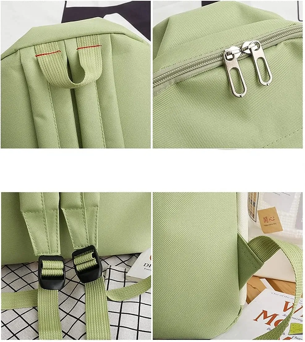 Kawaii School Backpack Sets Canvas Bookbag with Teddy Bear Pendant