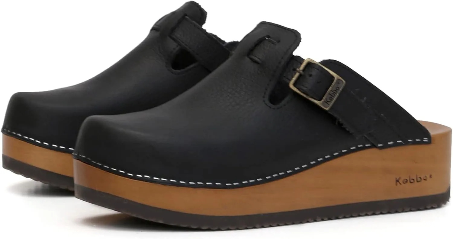 Kebba Liliane - Handmade Wooden Clogs with Genuine Leather | Arch Support and Comfortable Fit | Chilean Tepa Platform and EVA Sole |Made in Villarrica, Chile