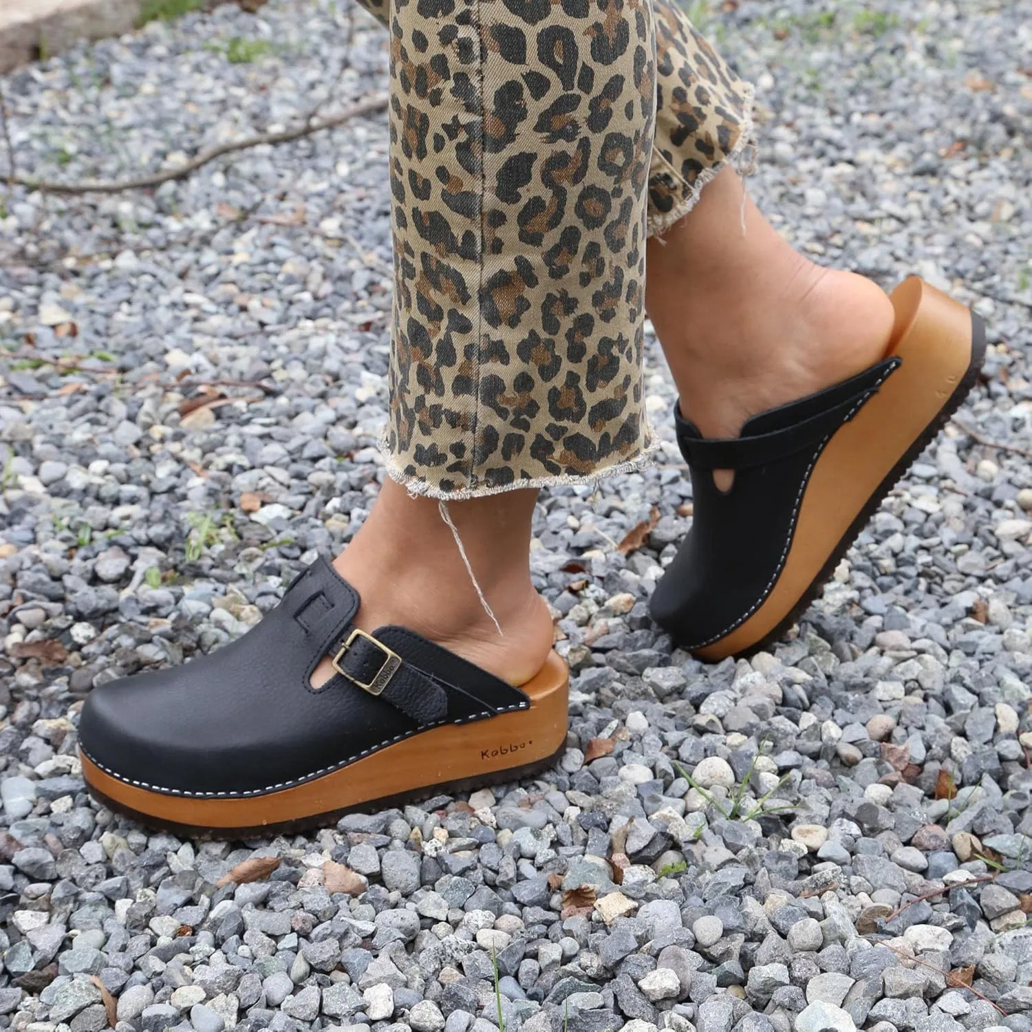 Kebba Liliane - Handmade Wooden Clogs with Genuine Leather | Arch Support and Comfortable Fit | Chilean Tepa Platform and EVA Sole |Made in Villarrica, Chile