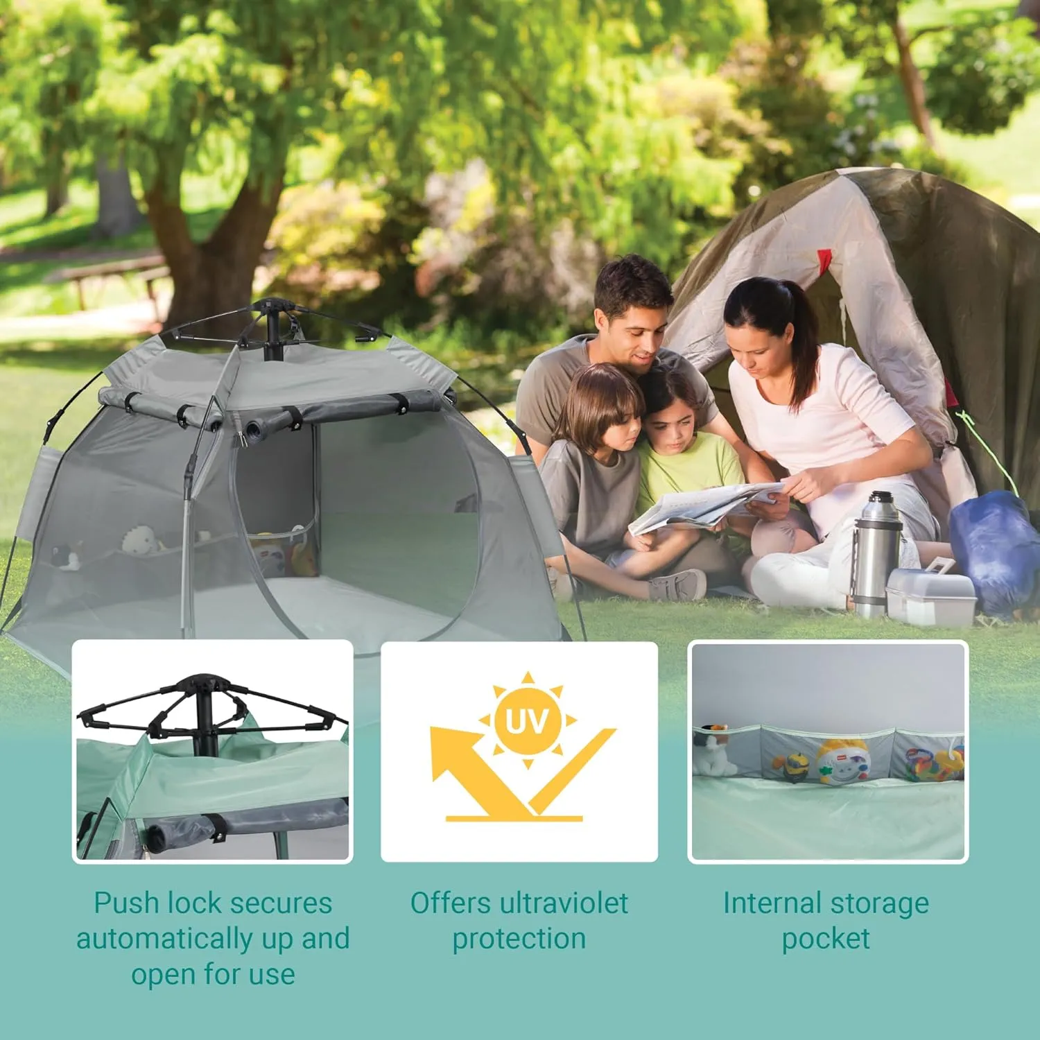 KidCo - Peapod Camp Lightweight Portable Baby Toddler Travel Tent, Play Tent, Ages 6 Months - 6 Years (Midnight)