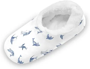 Kids Winter Slippers Marine Whales Dolphin and Shark Warm Soft Non Slip House Slippers for Boys Girls Indoor