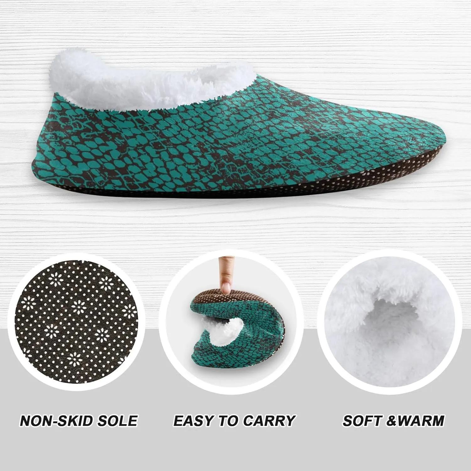 Kids Winter Slippers Snake Skin Seamless Vintage Pattern Warm Soft Non Slip House Slippers for Boys Girls Indoor