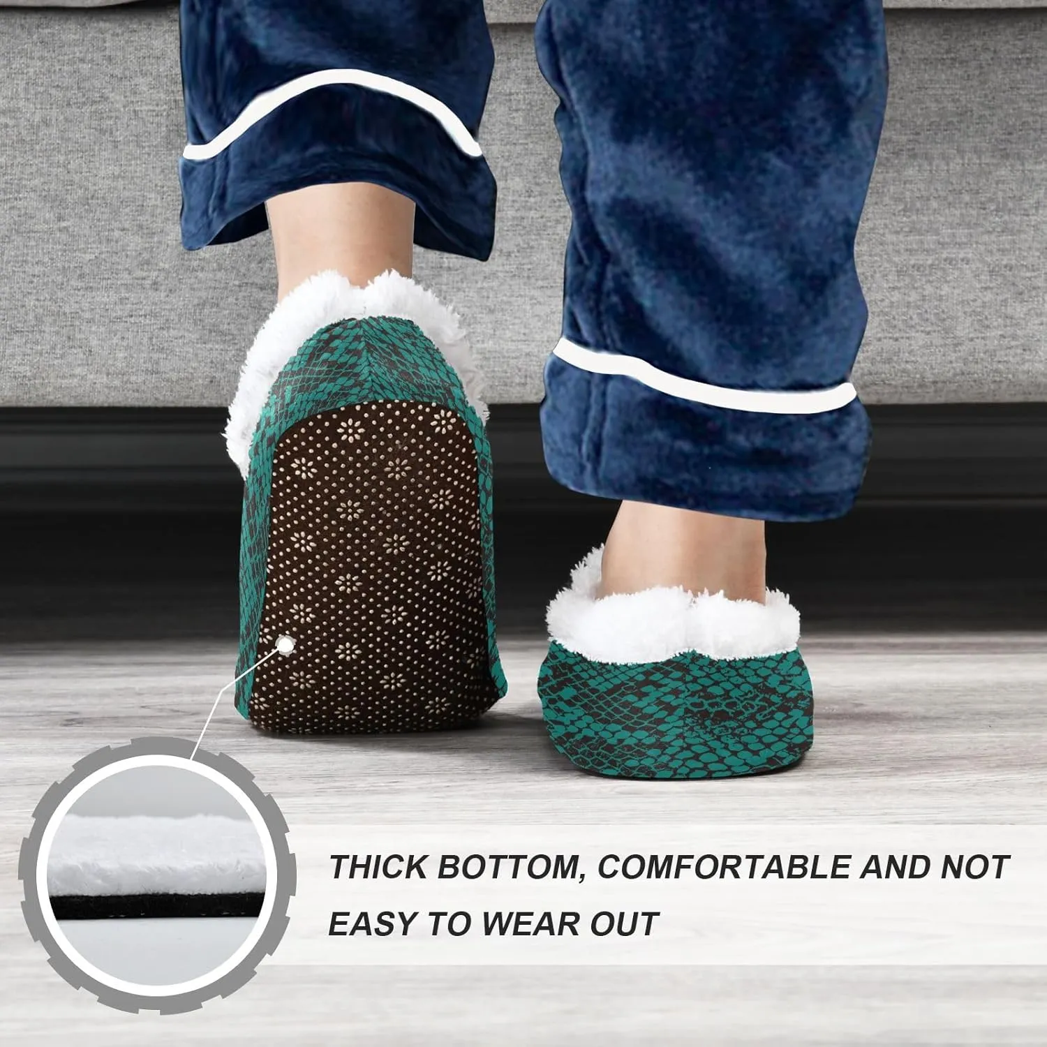 Kids Winter Slippers Snake Skin Seamless Vintage Pattern Warm Soft Non Slip House Slippers for Boys Girls Indoor