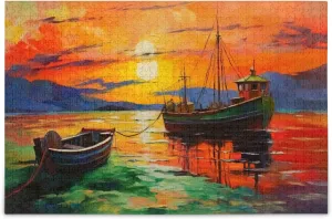 Kigai Fishing Painting Jigsaw Puzzles for Adults 1000 Piece, Puzzles 500 Pieces for Adults Challenging Kids Teens Family Puzzle Game