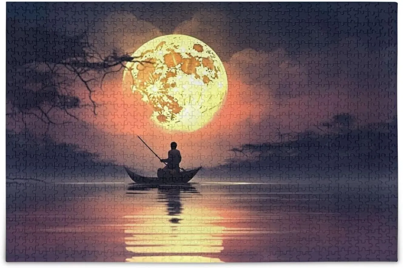 Kigai Man Fishing Jigsaw Puzzles for Adults 1000 Piece, Puzzles 500 Pieces for Adults Challenging Kids Teens Family Puzzle Game