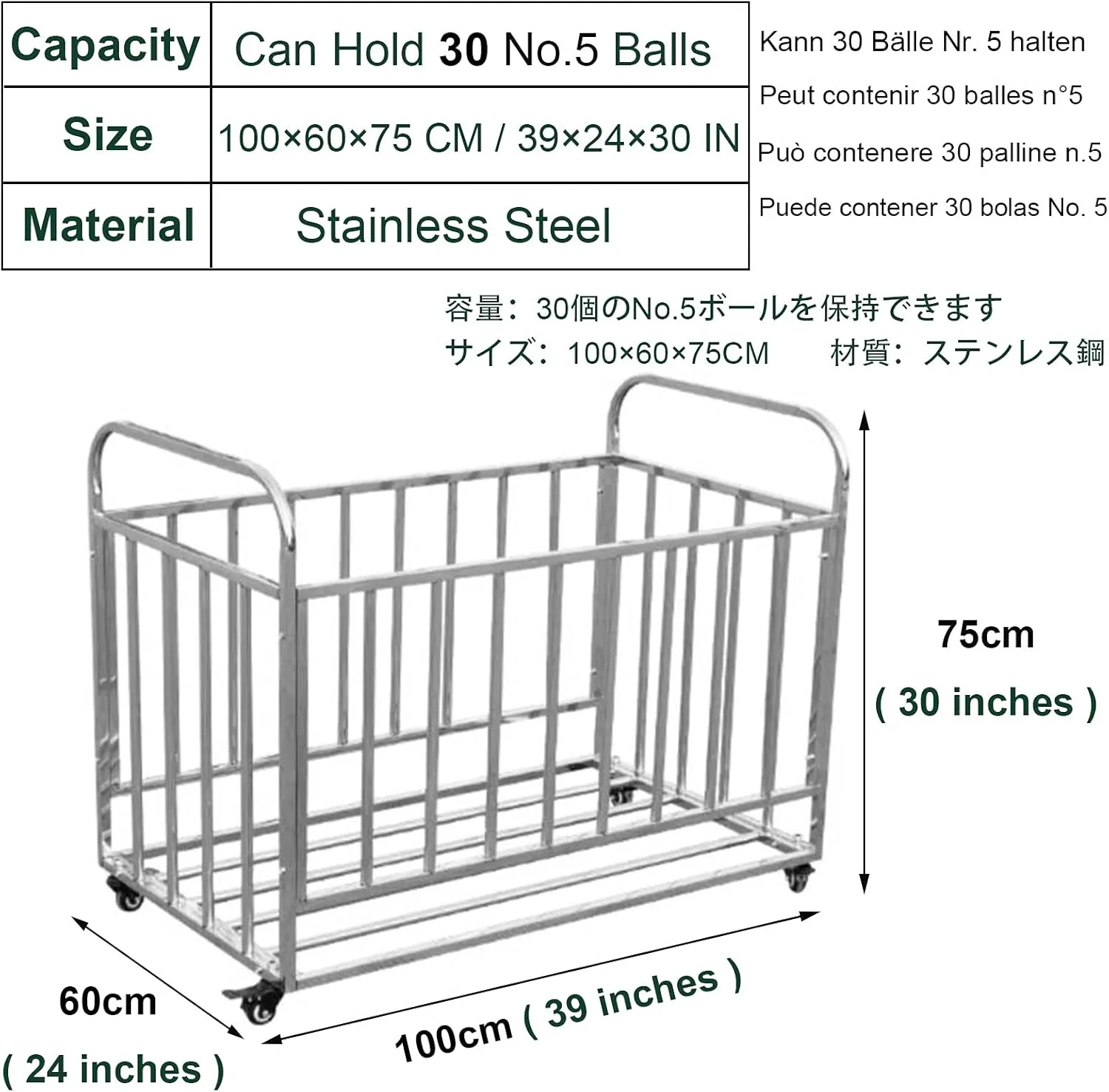 Kindergarten School Sports Ball Cart,with 2 Lockable Wheels, Garage Ball Holder,for Basketballs Footballs, Large Metal Rolling Balls Rack