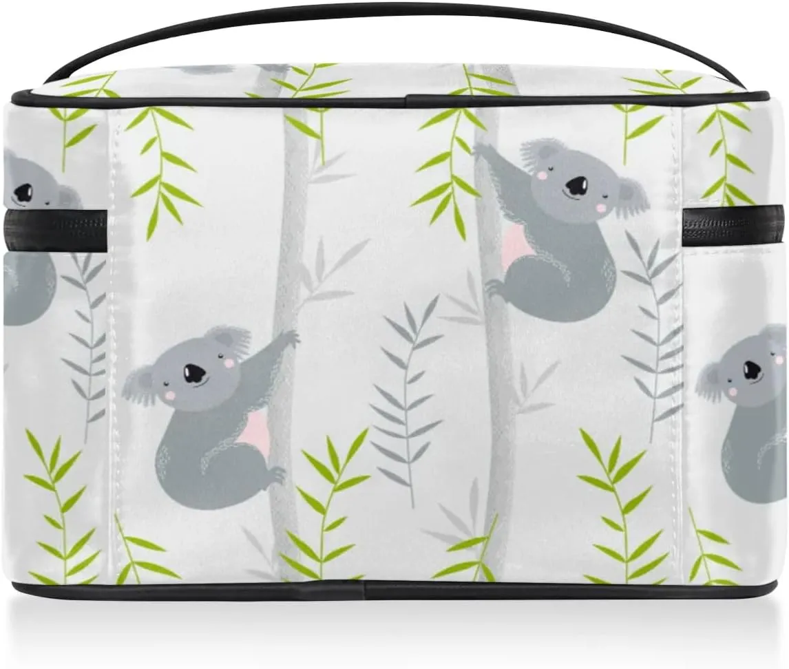 Koalas Paint Makeup Bag Small Cosmetic Bag for Women Travel Makeup Case Organizer Portable Zipper Make Up Brush Bag Cute Toiletry Bag Storage Bags with Handle