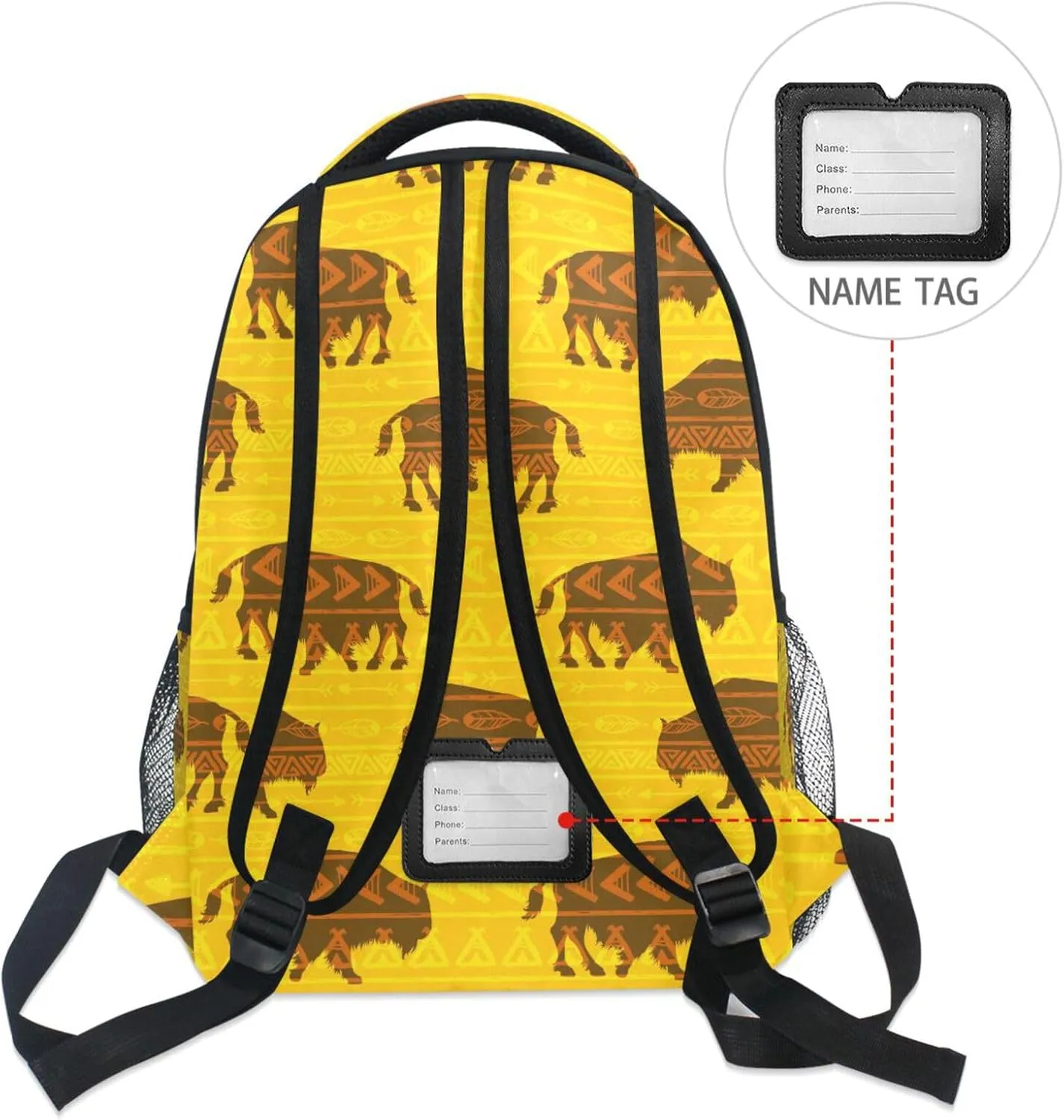 Large Capacity Backpack for School Trips Bohemian Bison Lightweight Student Bags Multifunctional Laptop Bag