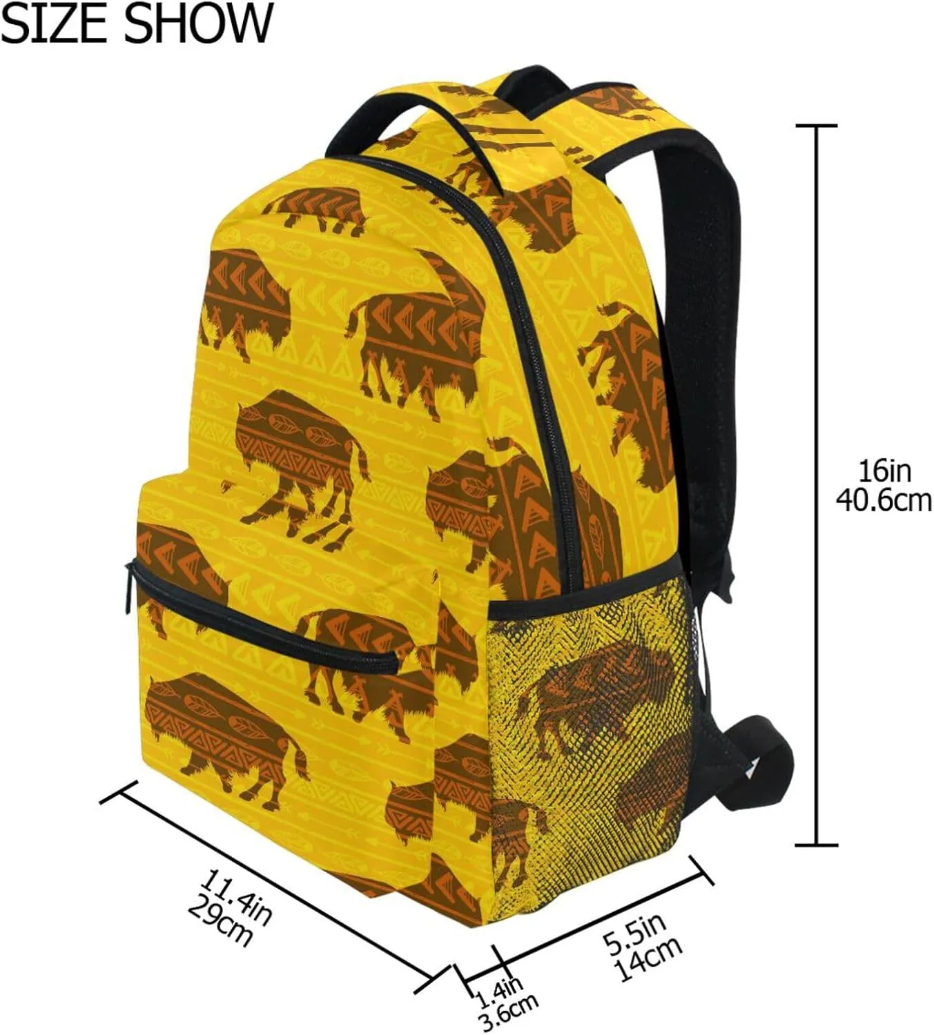 Large Capacity Backpack for School Trips Bohemian Bison Lightweight Student Bags Multifunctional Laptop Bag