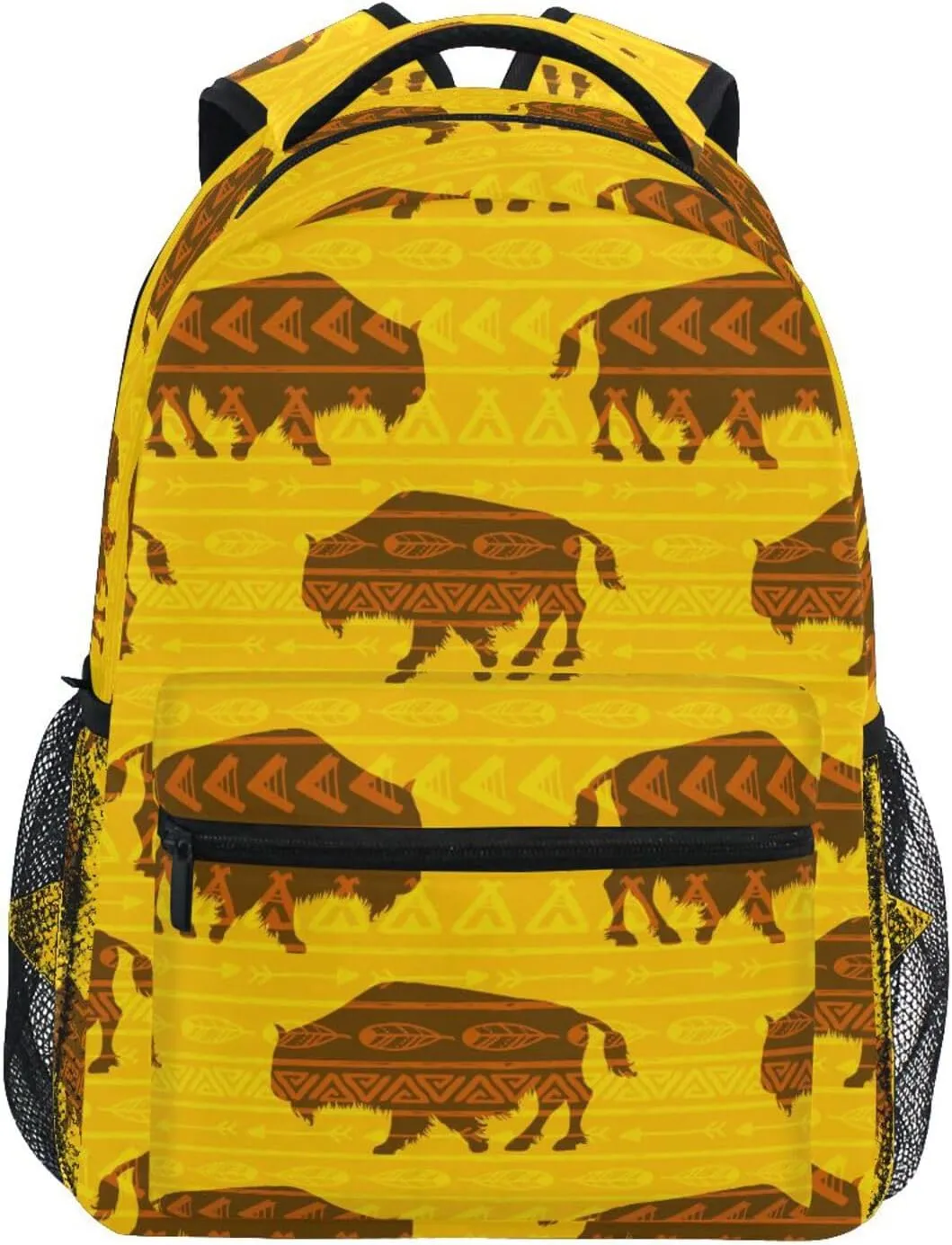Large Capacity Backpack for School Trips Bohemian Bison Lightweight Student Bags Multifunctional Laptop Bag